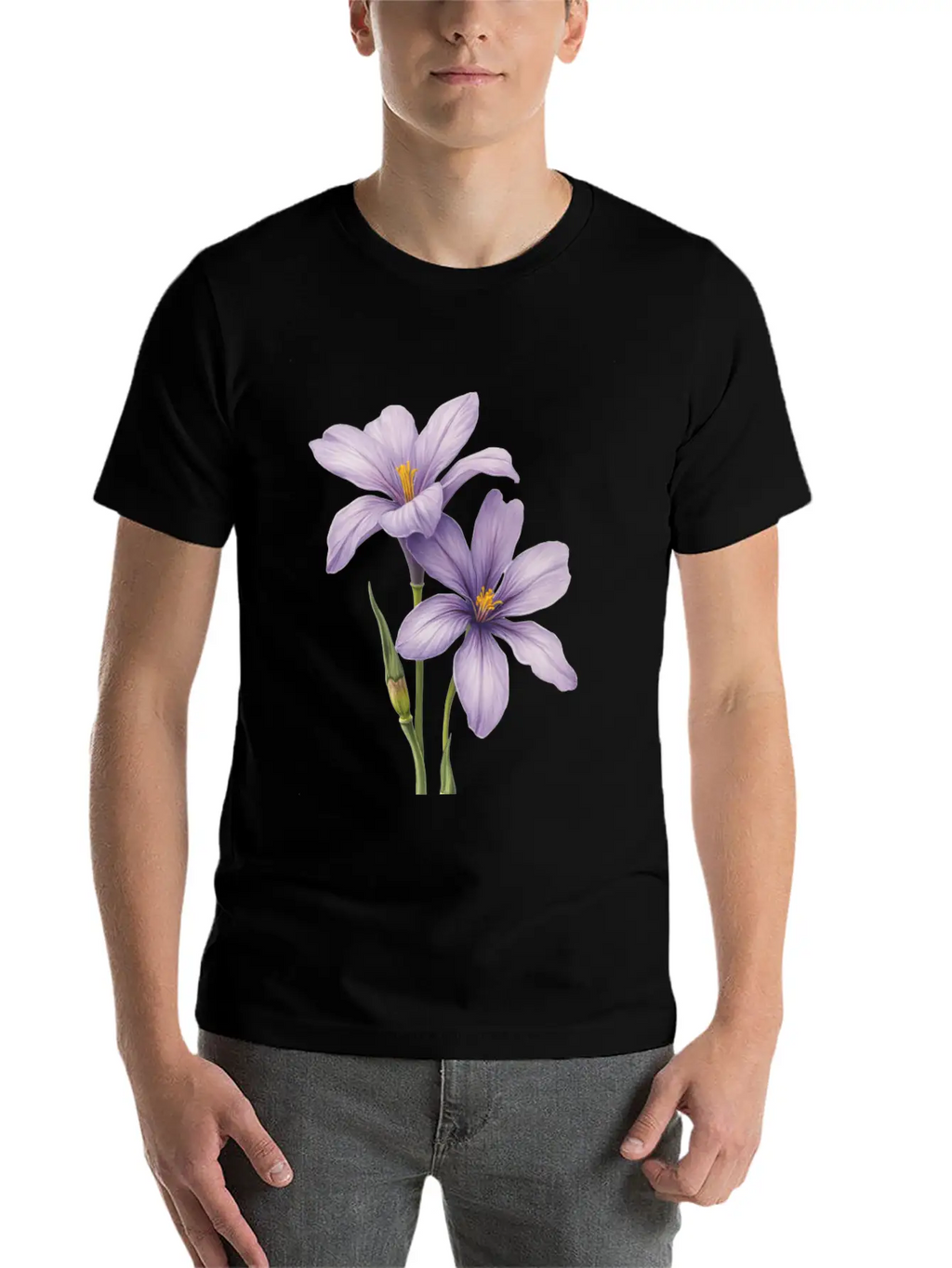 Purple Flower Breathable Soft Cotton T-Shirt – Timeless Casual Look