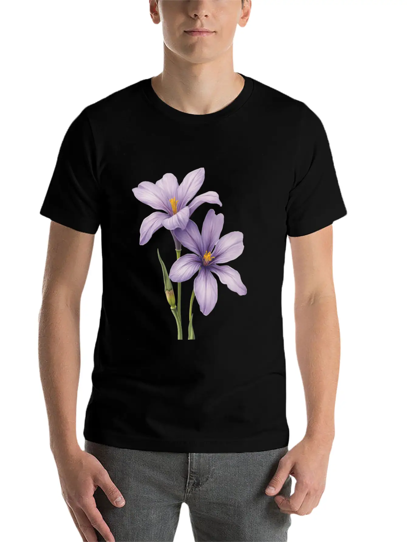 Purple Flower Breathable Soft Cotton T-Shirt – Timeless Casual Look