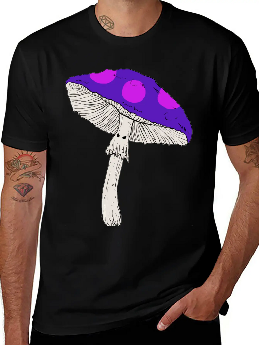 Purple Mushroom Unisex Casual T-Shirt – Clean Design For Daily Comfort