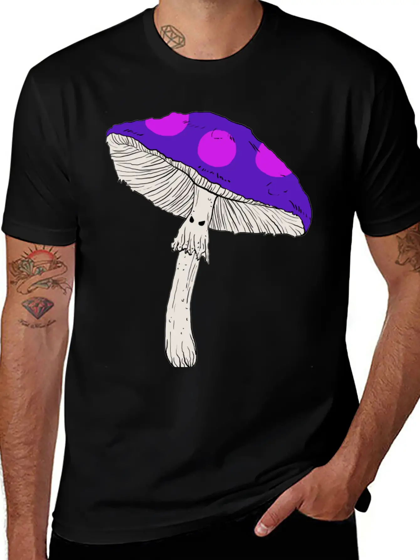 Purple Mushroom Unisex Casual T-Shirt – Clean Design For Daily Comfort
