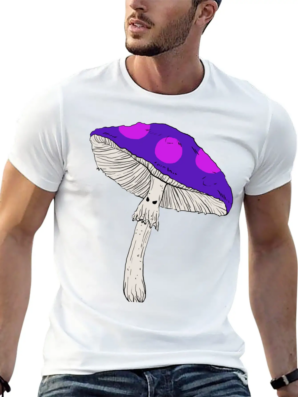Purple Mushroom Unisex Casual T-Shirt – Clean Design For Daily Comfort
