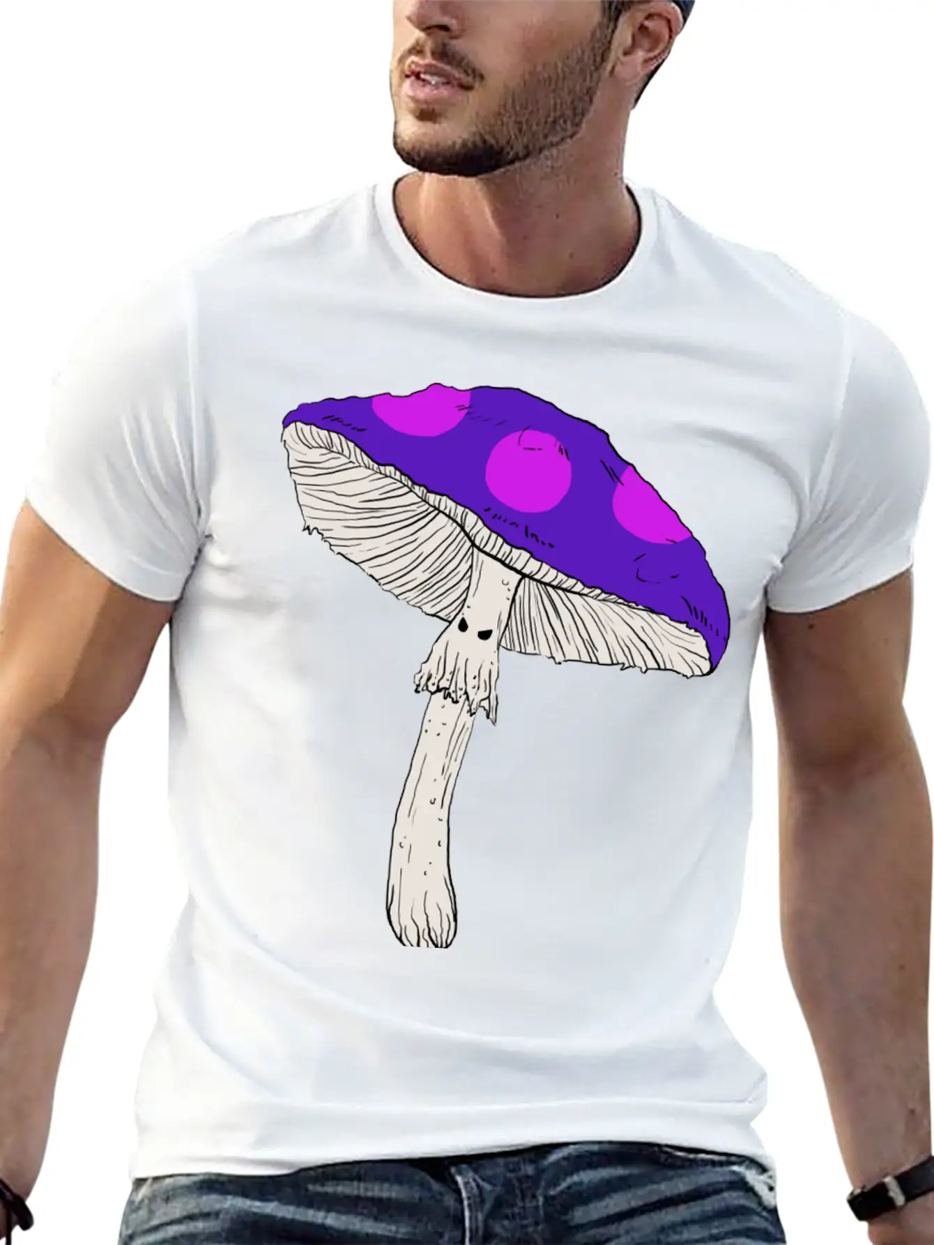 Purple Mushroom Unisex Casual T-Shirt – Clean Design For Daily Comfort