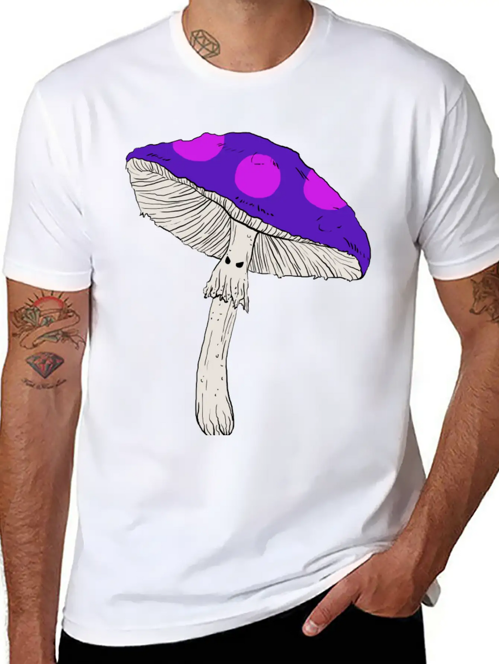 Purple Mushroom Unisex Casual T-Shirt – Clean Design For Daily Comfort