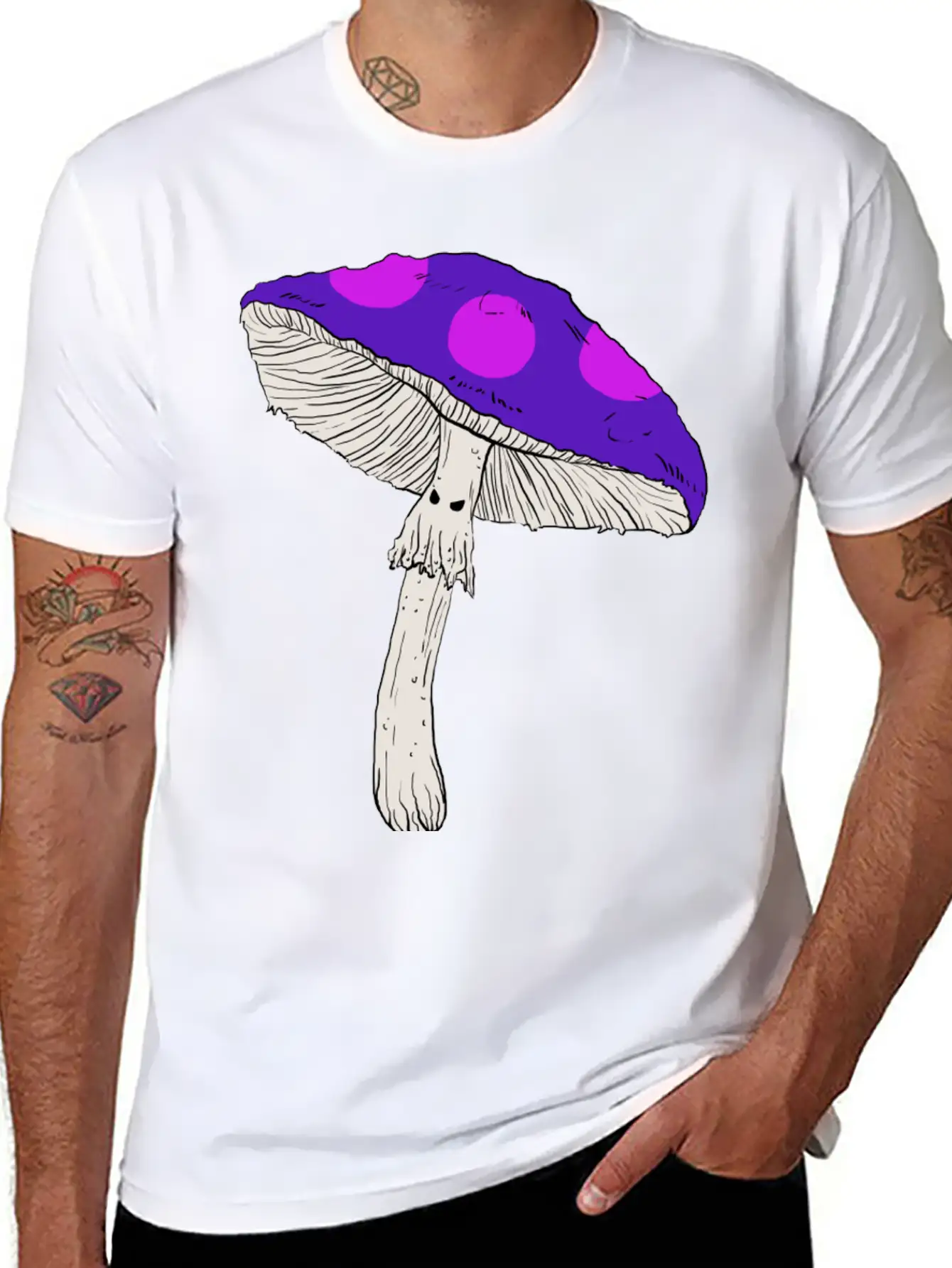 Purple Mushroom Unisex Casual T-Shirt – Clean Design For Daily Comfort
