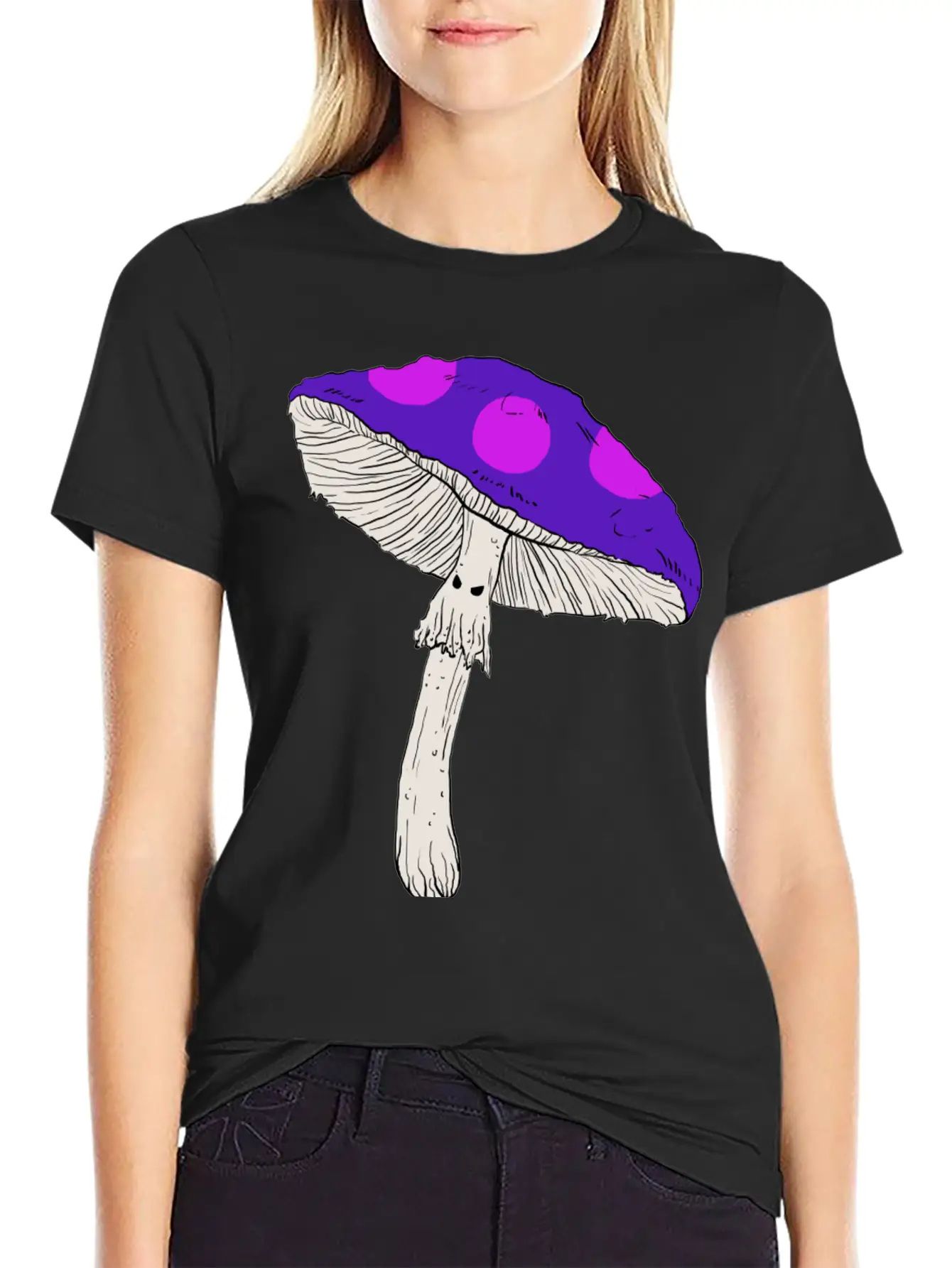Purple Mushroom Unisex Casual T-Shirt – Clean Design For Daily Comfort
