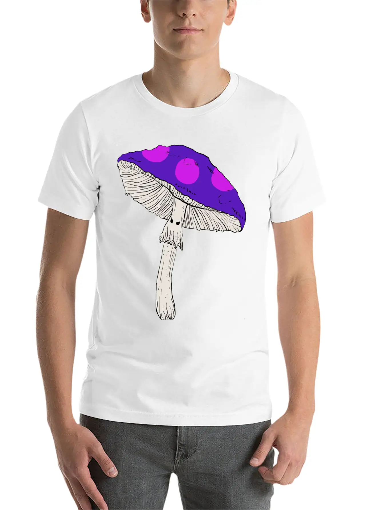 Purple Mushroom Unisex Casual T-Shirt – Clean Design For Daily Comfort