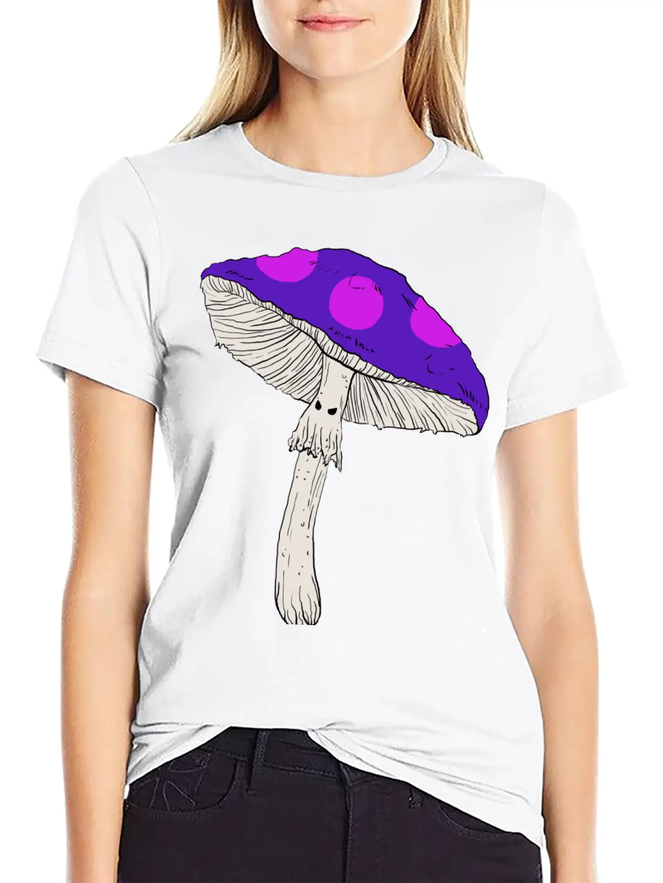 Purple Mushroom Unisex Casual T-Shirt – Clean Design For Daily Comfort