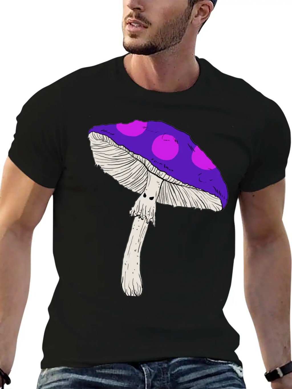 Purple Mushroom Unisex Casual T-Shirt – Clean Design For Daily Comfort