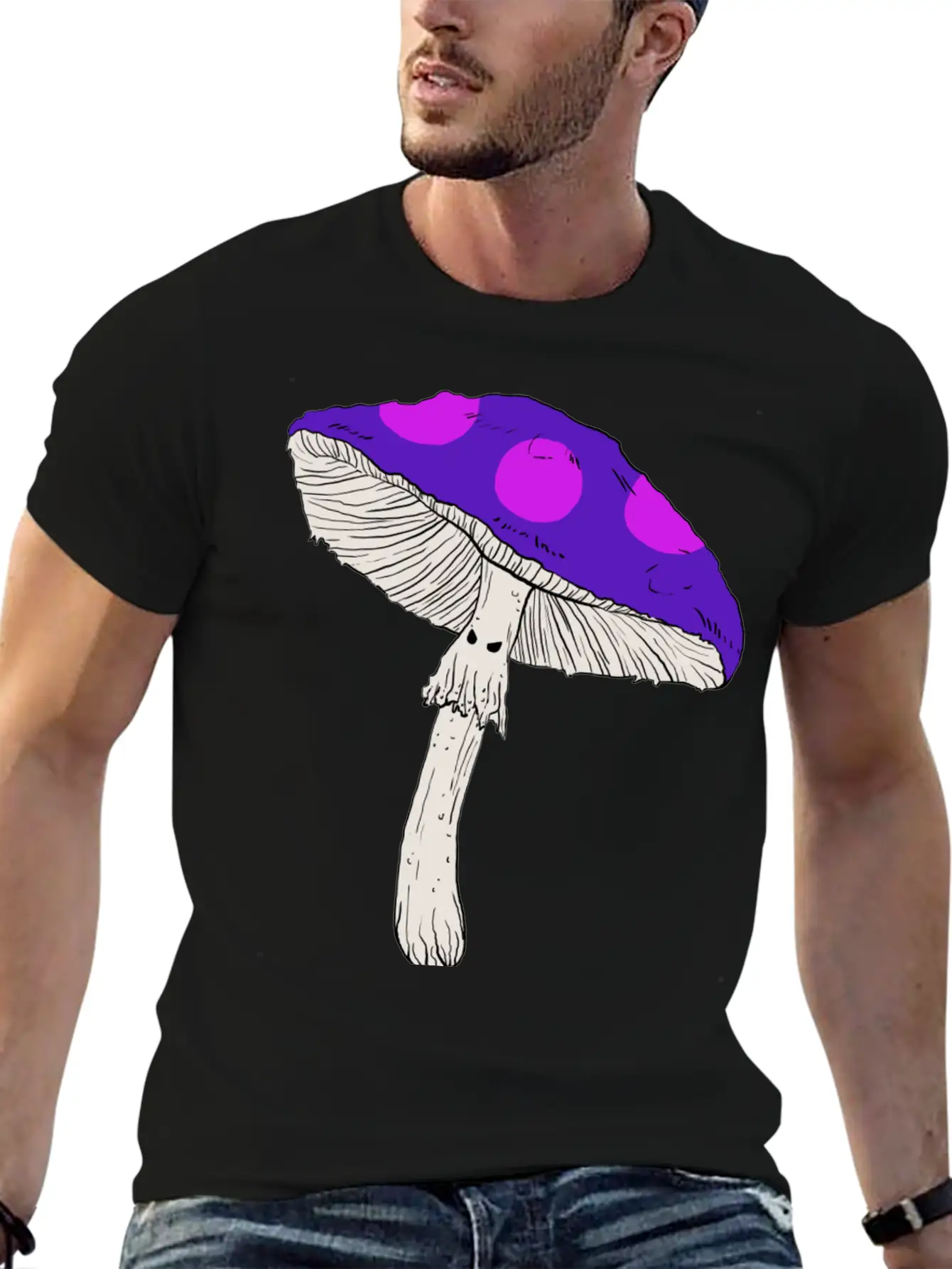 Purple Mushroom Unisex Casual T-Shirt – Clean Design For Daily Comfort