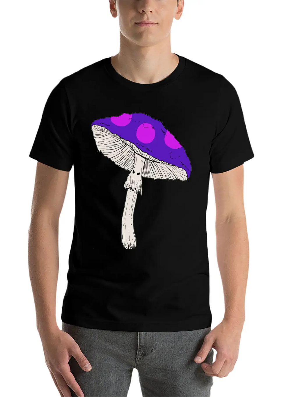 Purple Mushroom Unisex Casual T-Shirt – Clean Design For Daily Comfort