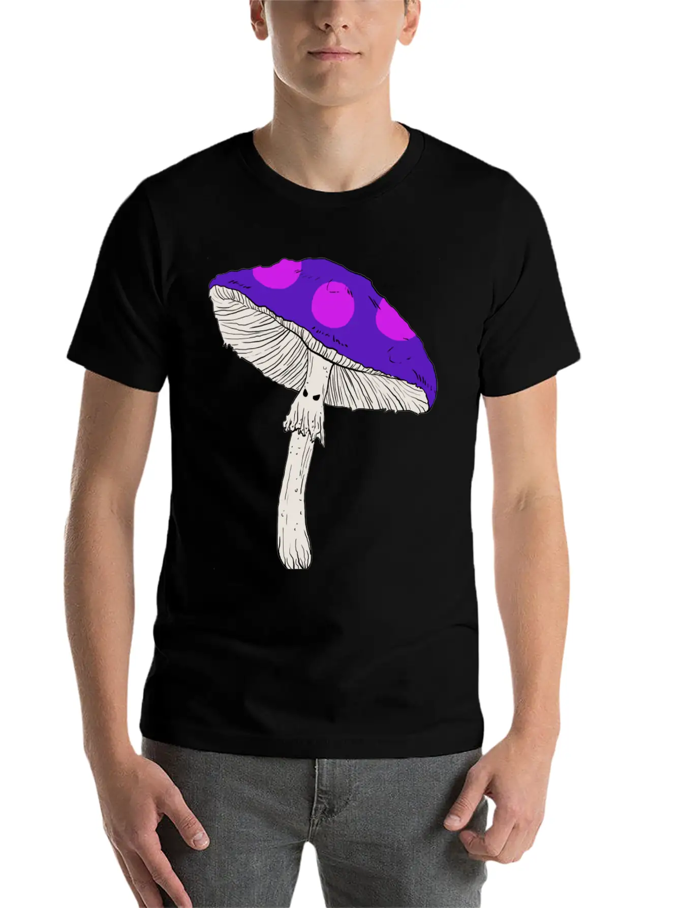 Purple Mushroom Unisex Casual T-Shirt – Clean Design For Daily Comfort
