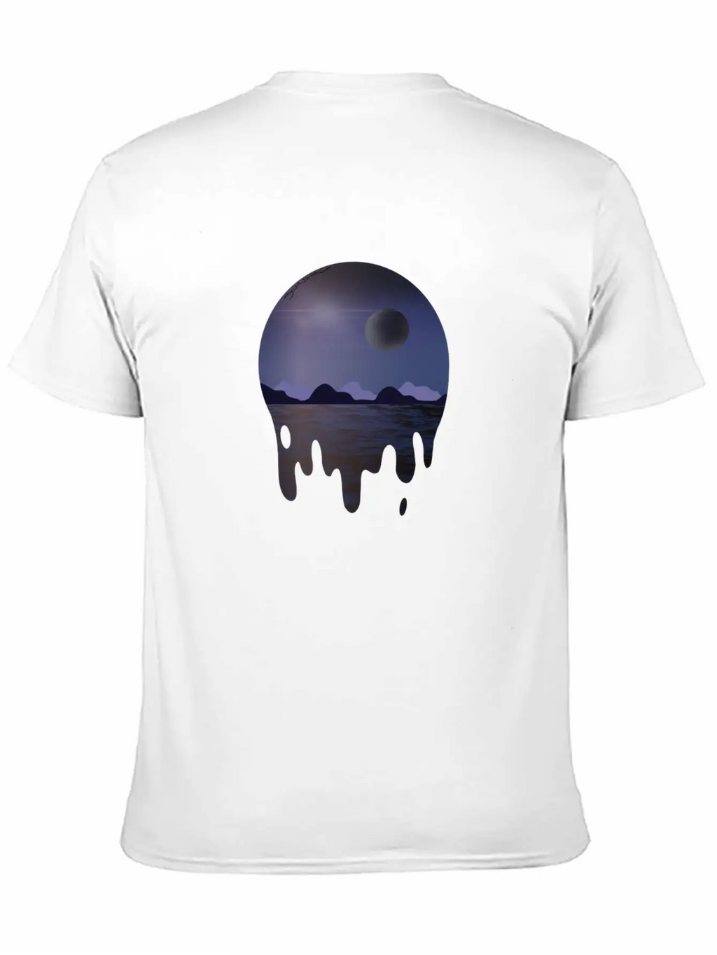 Purple Night Sky With Dark Side Of Moon With Ocean Casual Graphic T-Shirt – Simple And Comfortable Daily Wear