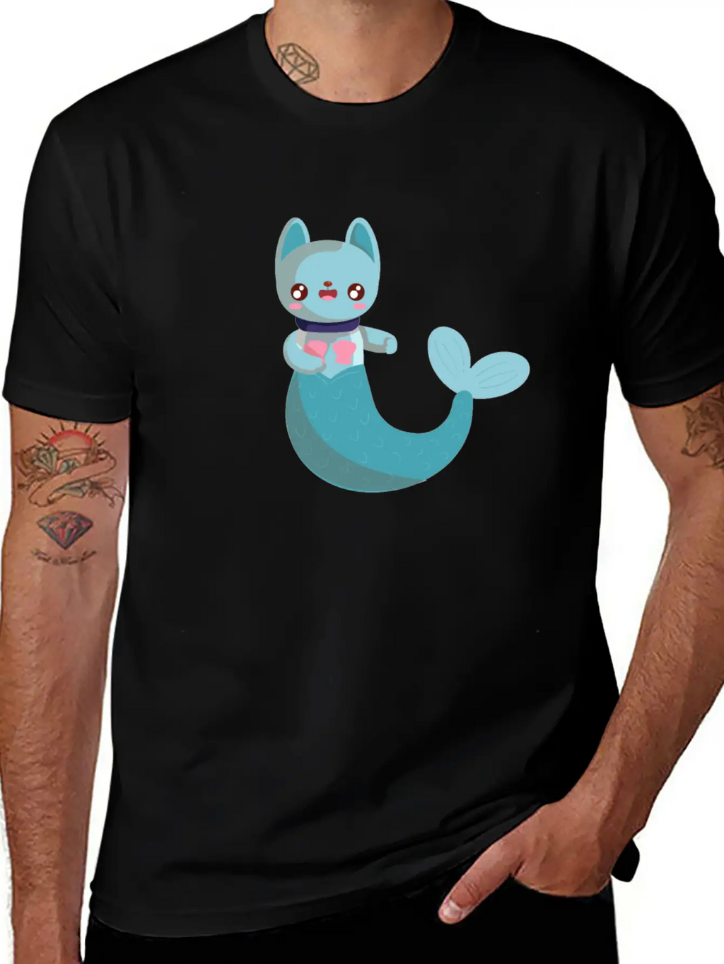 Purrmaid Cat Unisex Short Sleeve Soft Cotton T-Shirt – Casual Everyday Wear