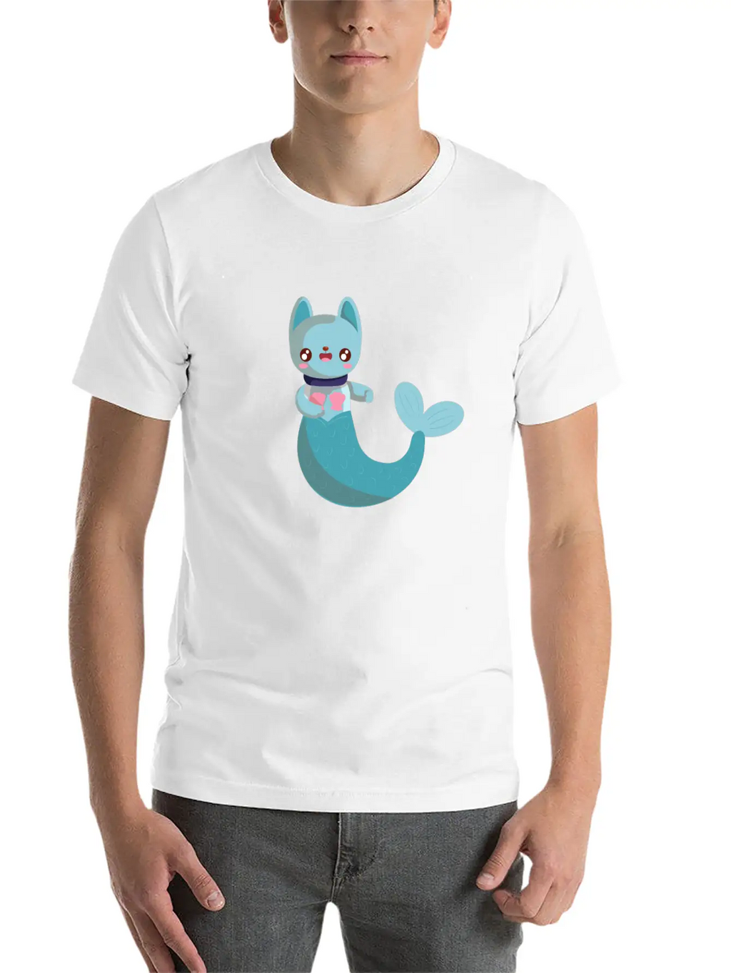 Purrmaid Cat Unisex Short Sleeve Soft Cotton T-Shirt – Casual Everyday Wear