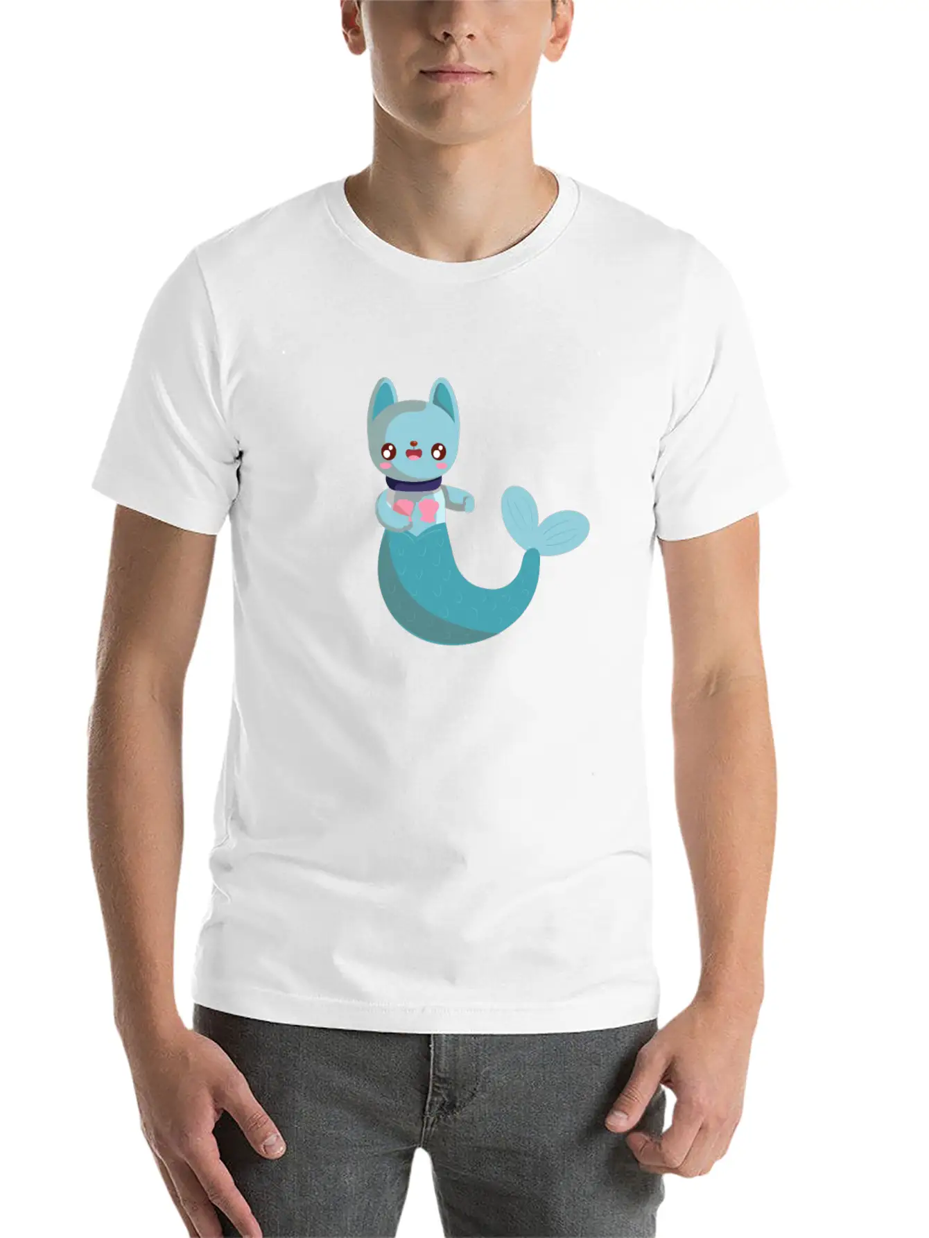 Purrmaid Cat Unisex Short Sleeve Soft Cotton T-Shirt – Casual Everyday Wear