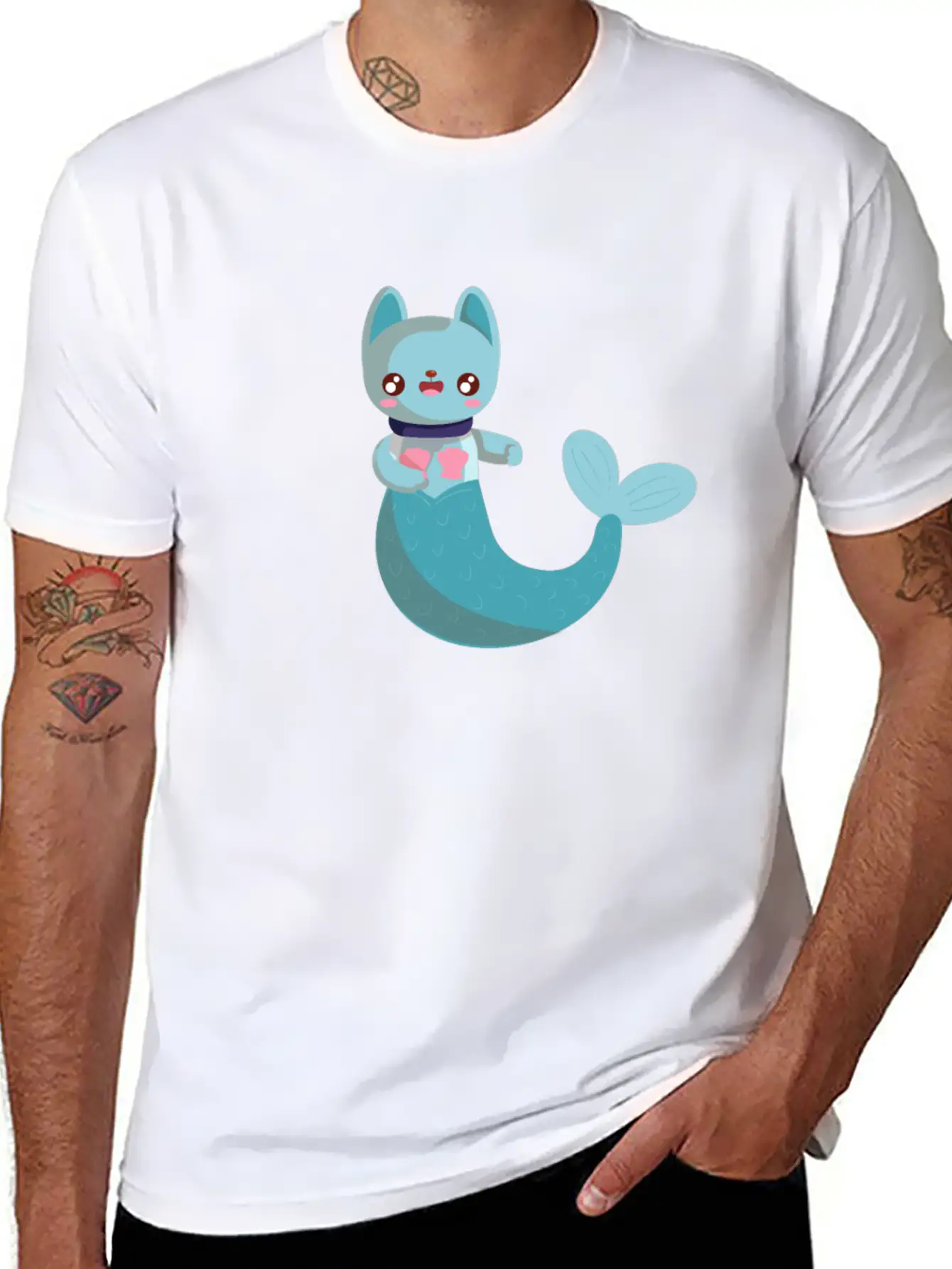 Purrmaid Cat Unisex Short Sleeve Soft Cotton T-Shirt – Casual Everyday Wear