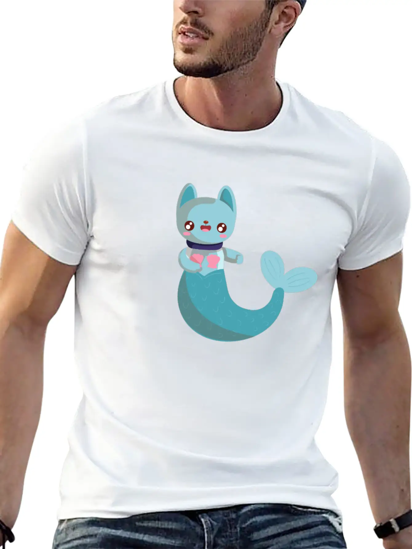 Purrmaid Cat Unisex Short Sleeve Soft Cotton T-Shirt – Casual Everyday Wear