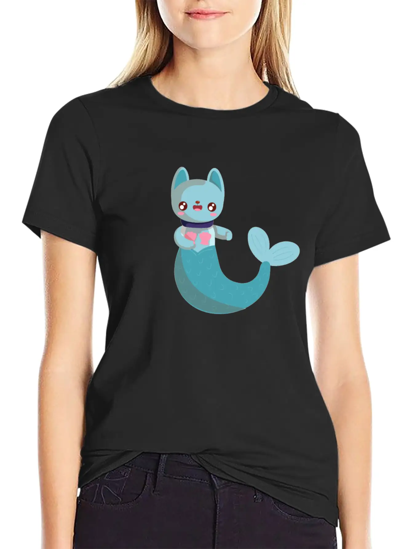 Purrmaid Cat Unisex Short Sleeve Soft Cotton T-Shirt – Casual Everyday Wear