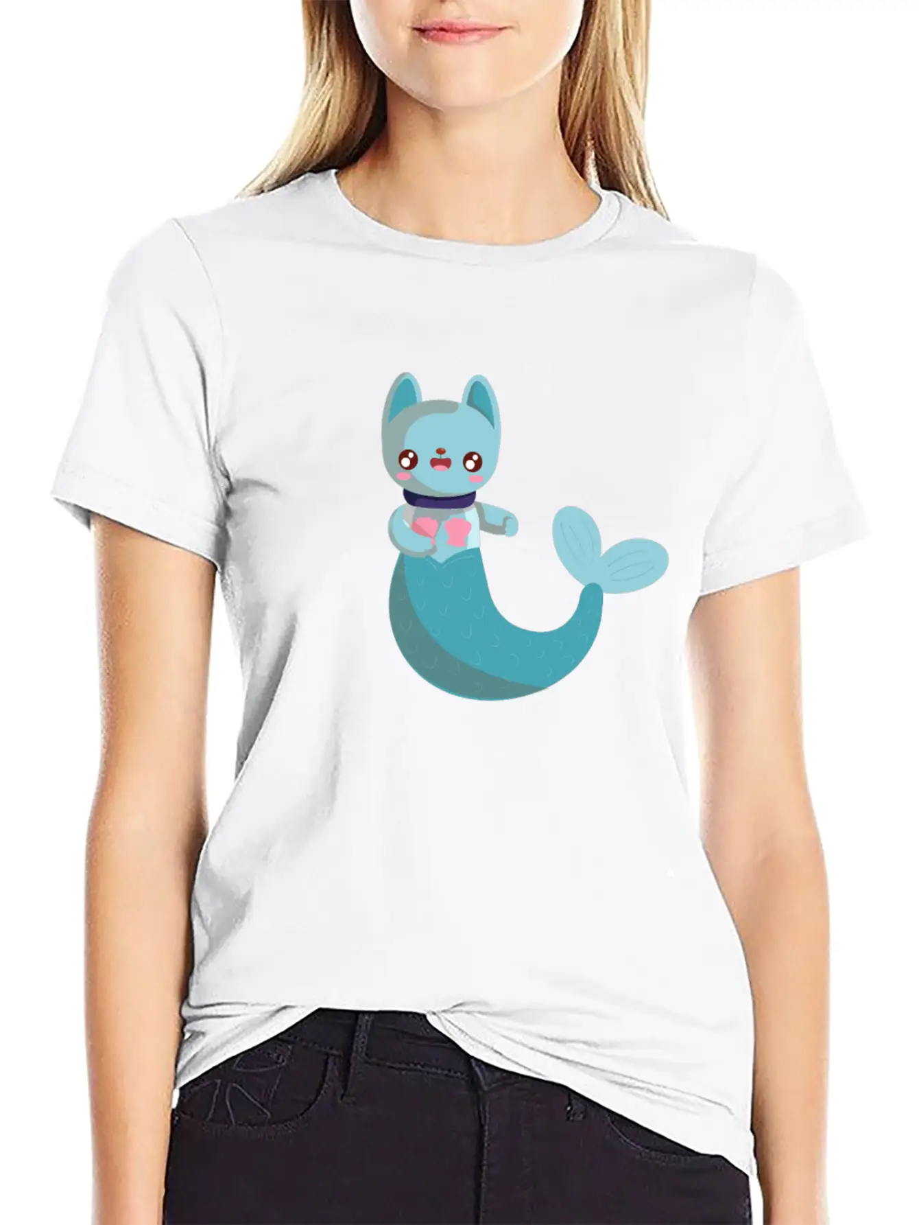 Purrmaid Cat Unisex Short Sleeve Soft Cotton T-Shirt – Casual Everyday Wear
