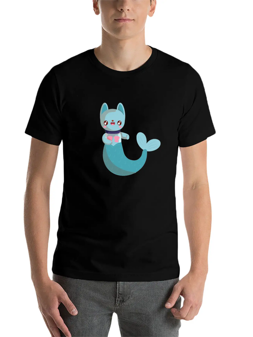 Purrmaid Cat Unisex Short Sleeve Soft Cotton T-Shirt – Casual Everyday Wear