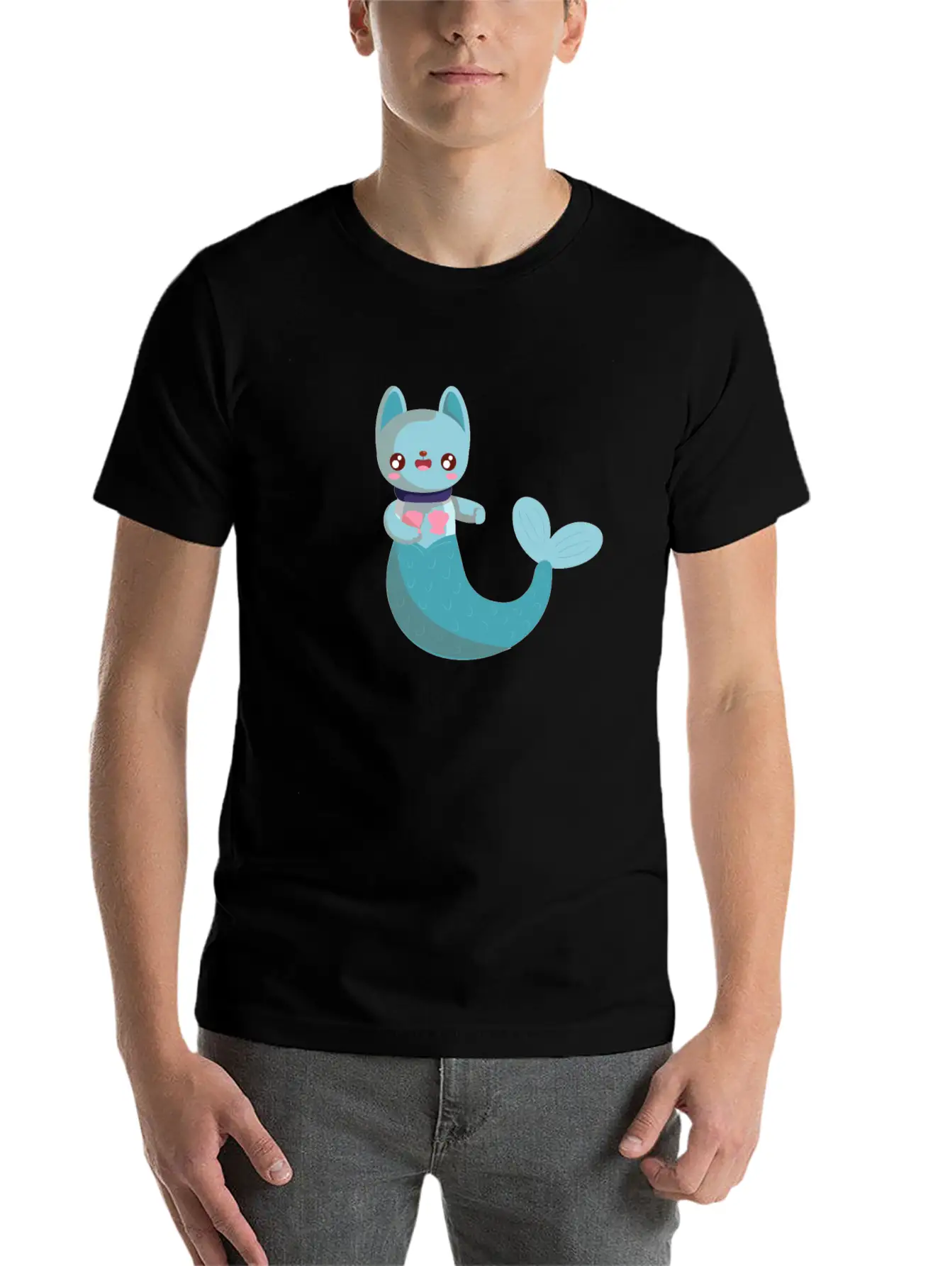 Purrmaid Cat Unisex Short Sleeve Soft Cotton T-Shirt – Casual Everyday Wear
