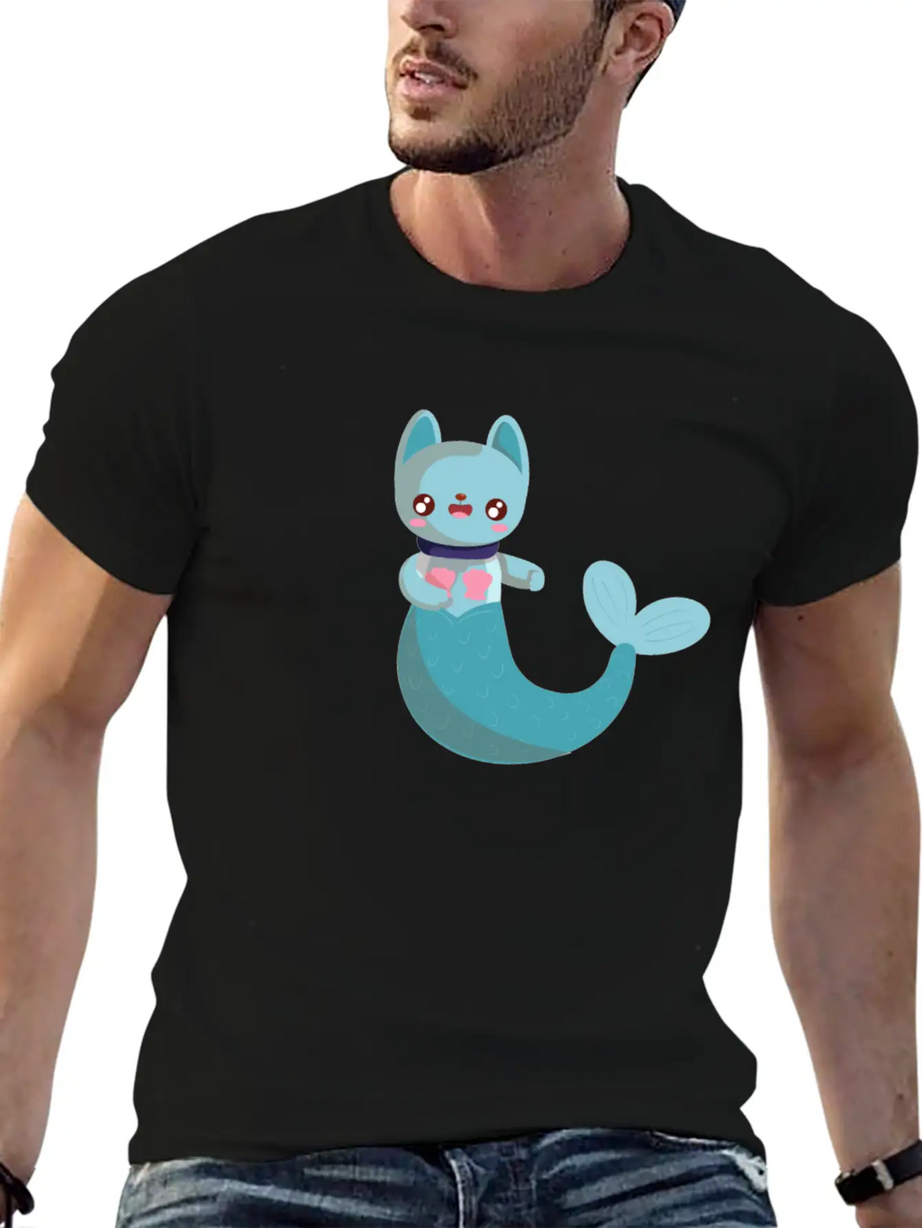 Purrmaid Cat Unisex Short Sleeve Soft Cotton T-Shirt – Casual Everyday Wear