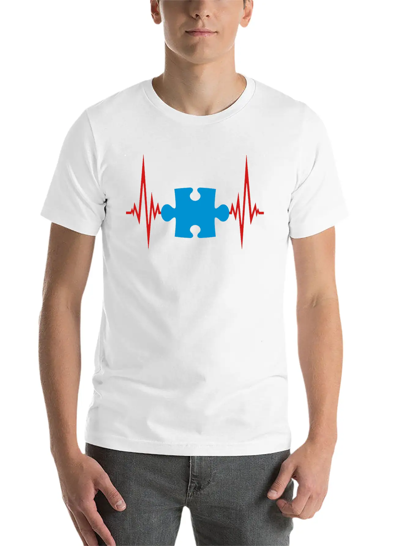 Puzzle Heartbeat Pulse Frequency Part Puzzle Puzzl Casual Graphic T-Shirt – Simple And Comfortable Daily Wear