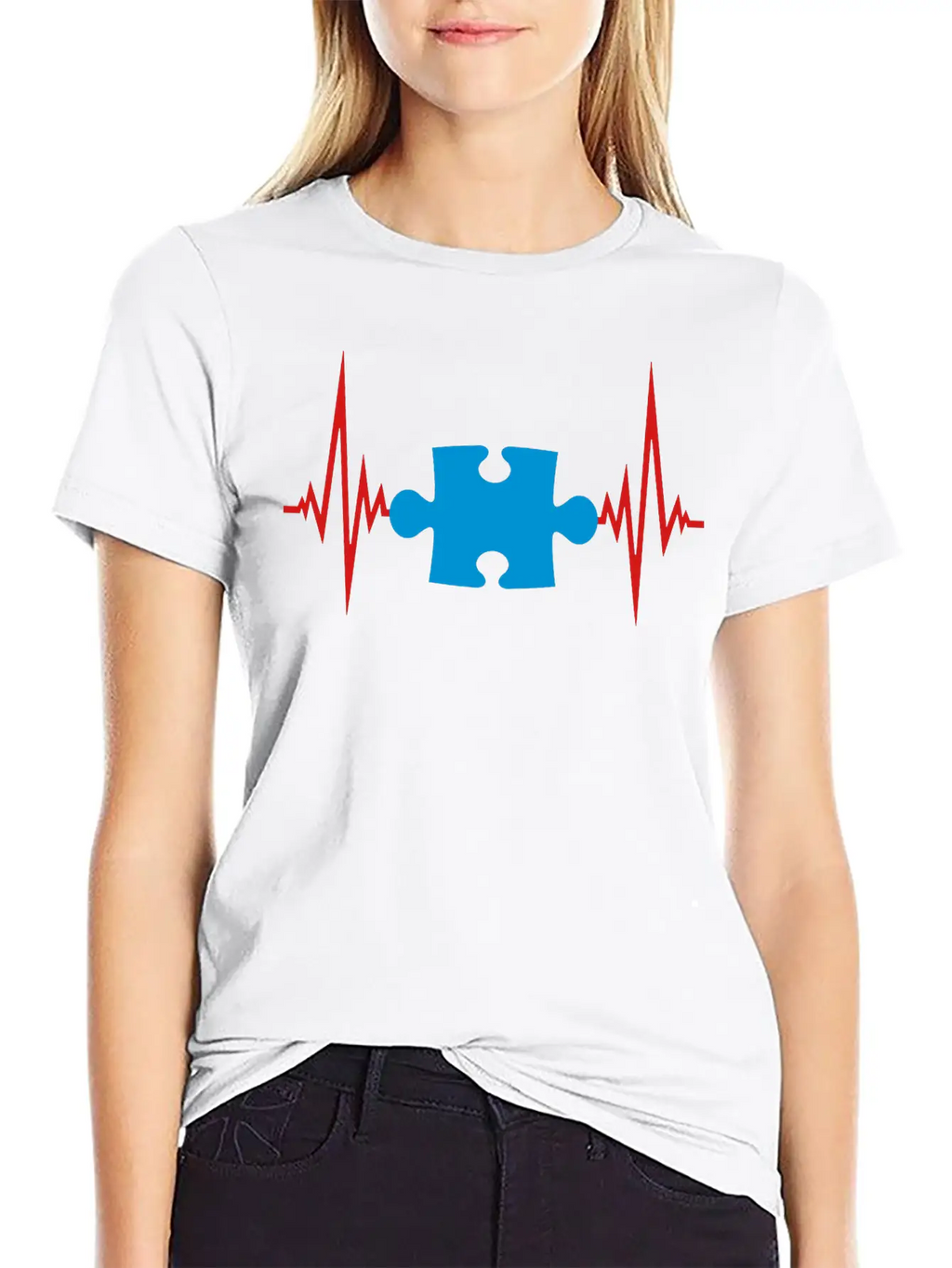 Puzzle Heartbeat Pulse Frequency Part Puzzle Puzzl Casual Graphic T-Shirt – Simple And Comfortable Daily Wear