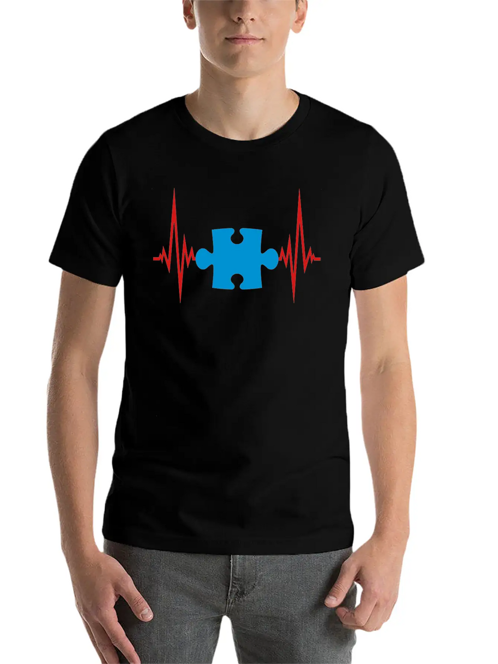 Puzzle Heartbeat Pulse Frequency Part Puzzle Puzzl Casual Graphic T-Shirt – Simple And Comfortable Daily Wear