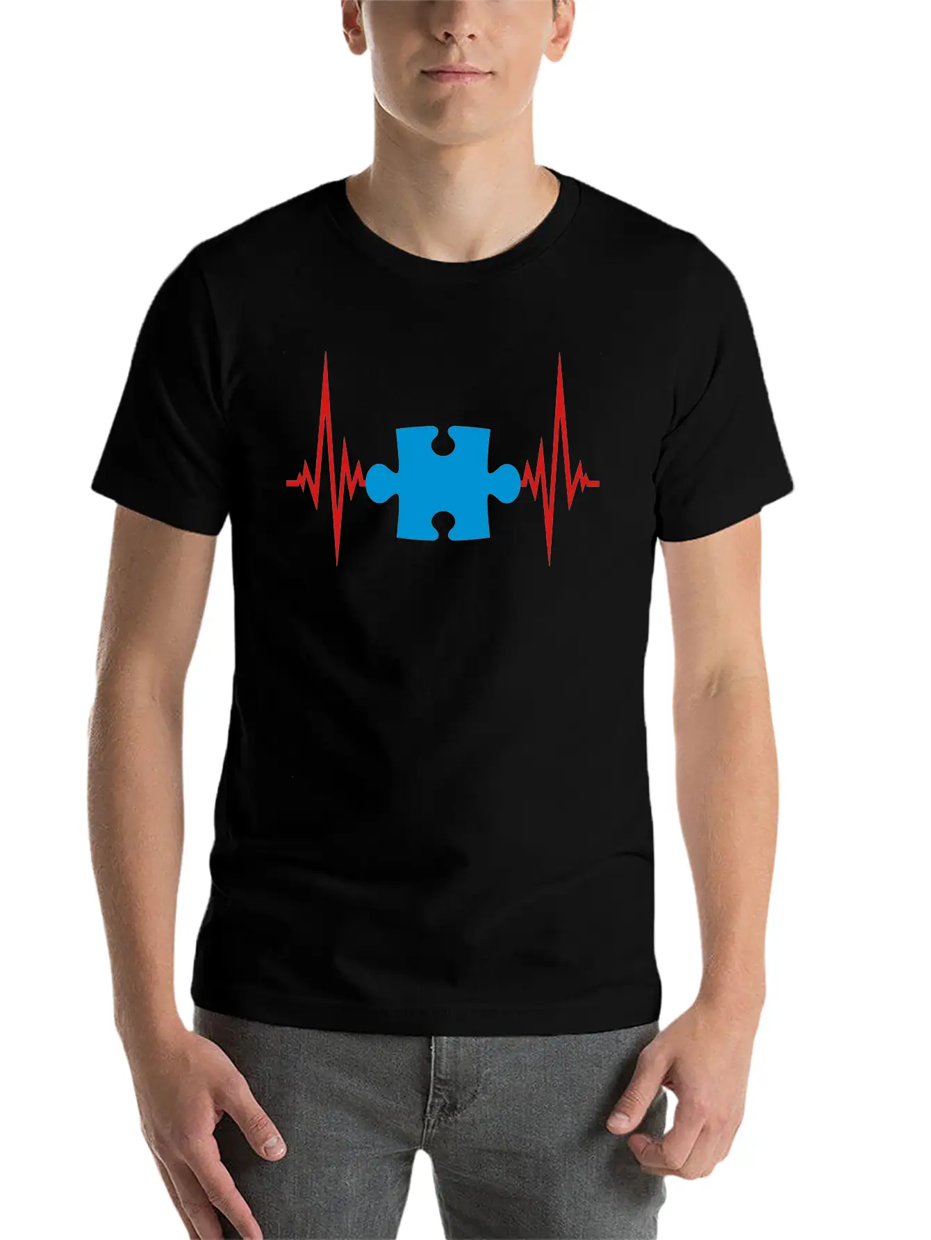Puzzle Heartbeat Pulse Frequency Part Puzzle Puzzl Casual Graphic T-Shirt – Simple And Comfortable Daily Wear