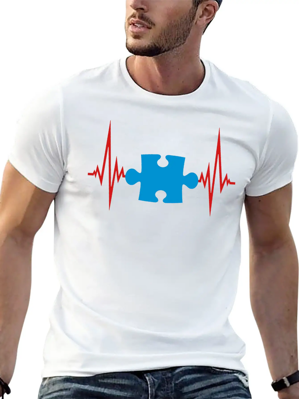 Puzzle Heartbeat Pulse Frequency Part Puzzle Puzzl Casual Graphic T-Shirt – Simple And Comfortable Daily Wear