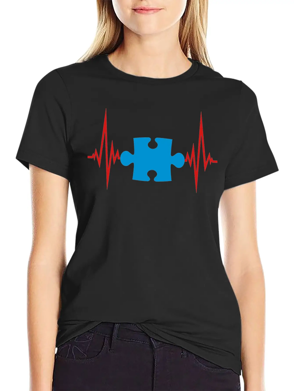 Puzzle Heartbeat Pulse Frequency Part Puzzle Puzzl Casual Graphic T-Shirt – Simple And Comfortable Daily Wear