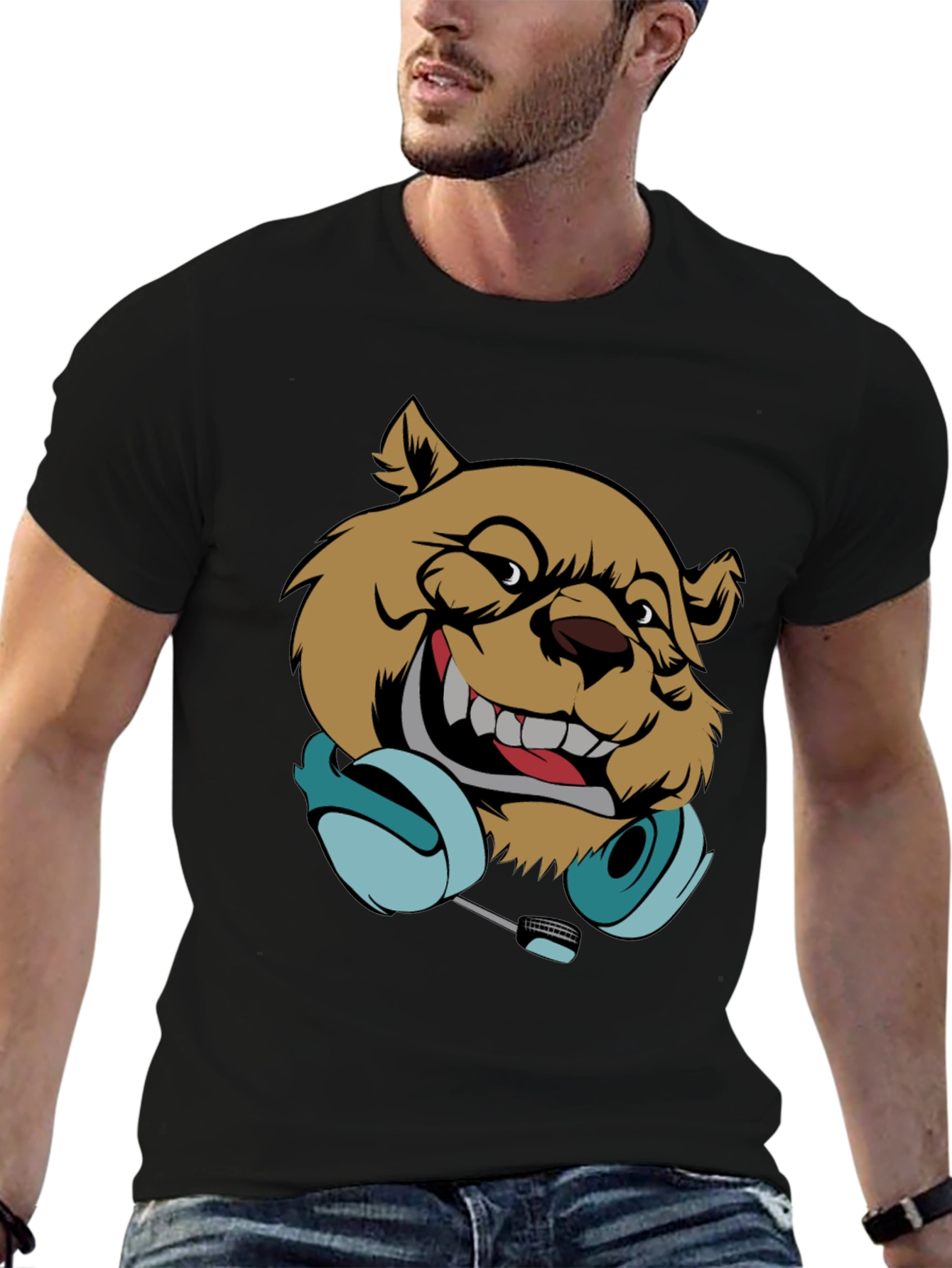 DJ Bear Graphic T-Shirt - Cool Music Lover Tee