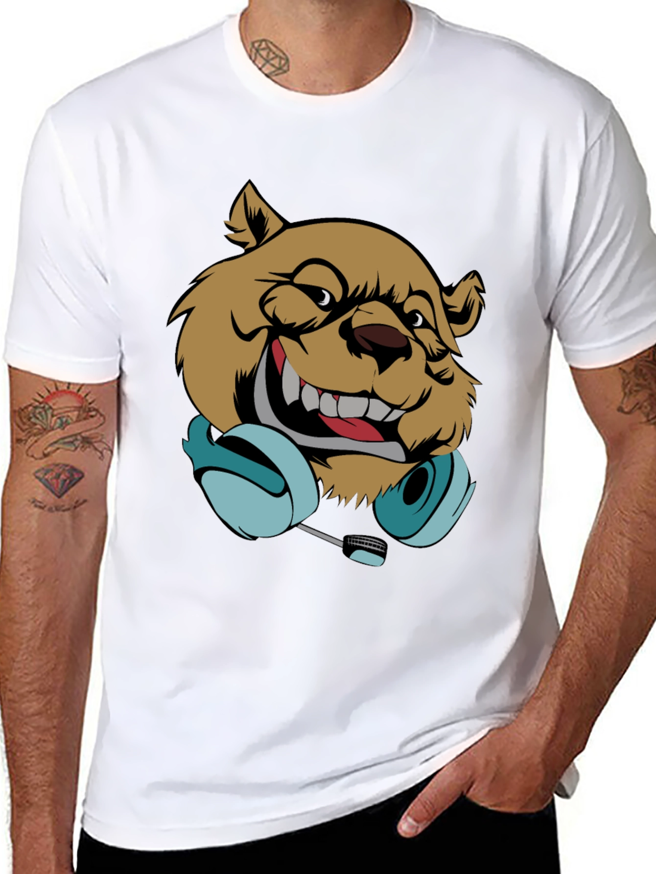 DJ Bear Graphic T-Shirt - Cool Music Lover Tee