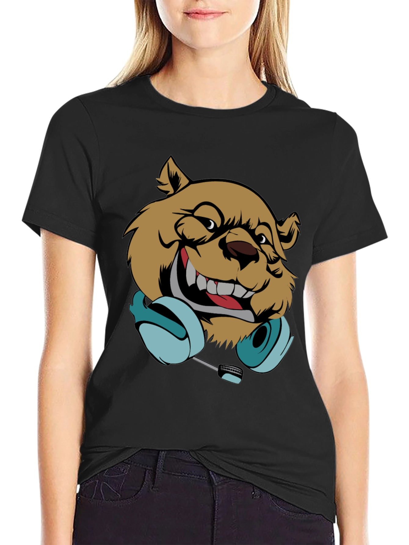 DJ Bear Graphic T-Shirt - Cool Music Lover Tee