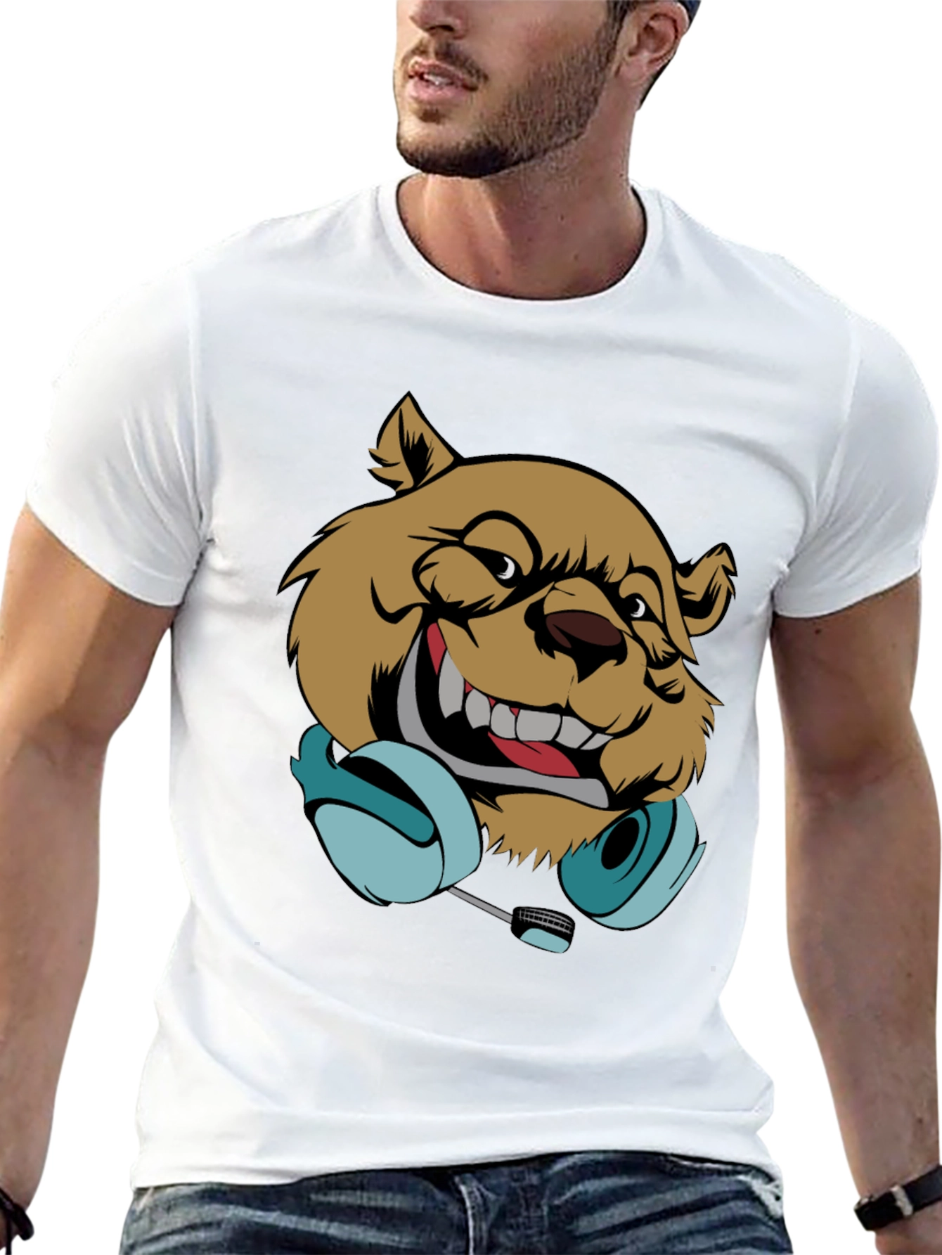 DJ Bear Graphic T-Shirt - Cool Music Lover Tee
