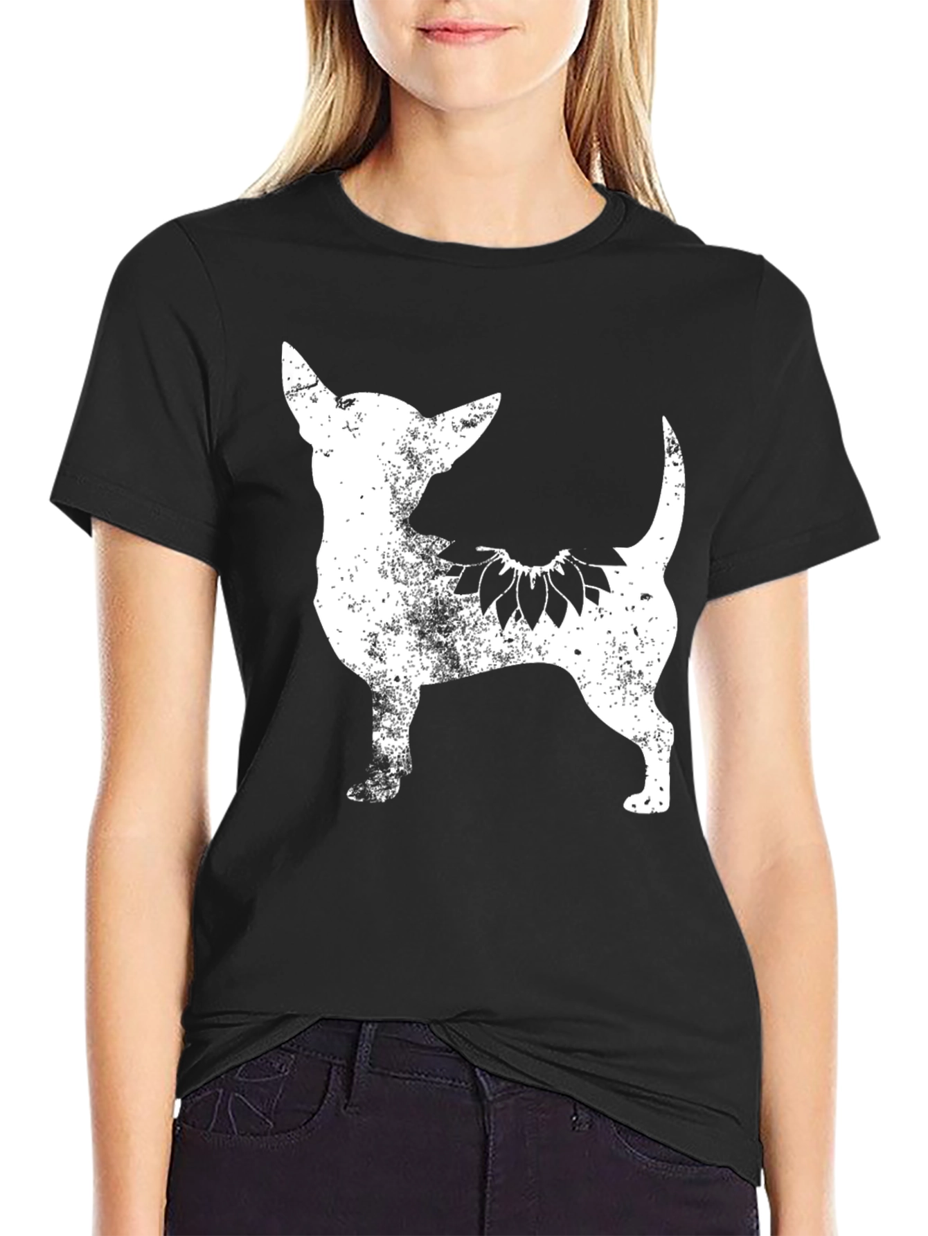 Chihuahua Sunflower Black Graphic Tee