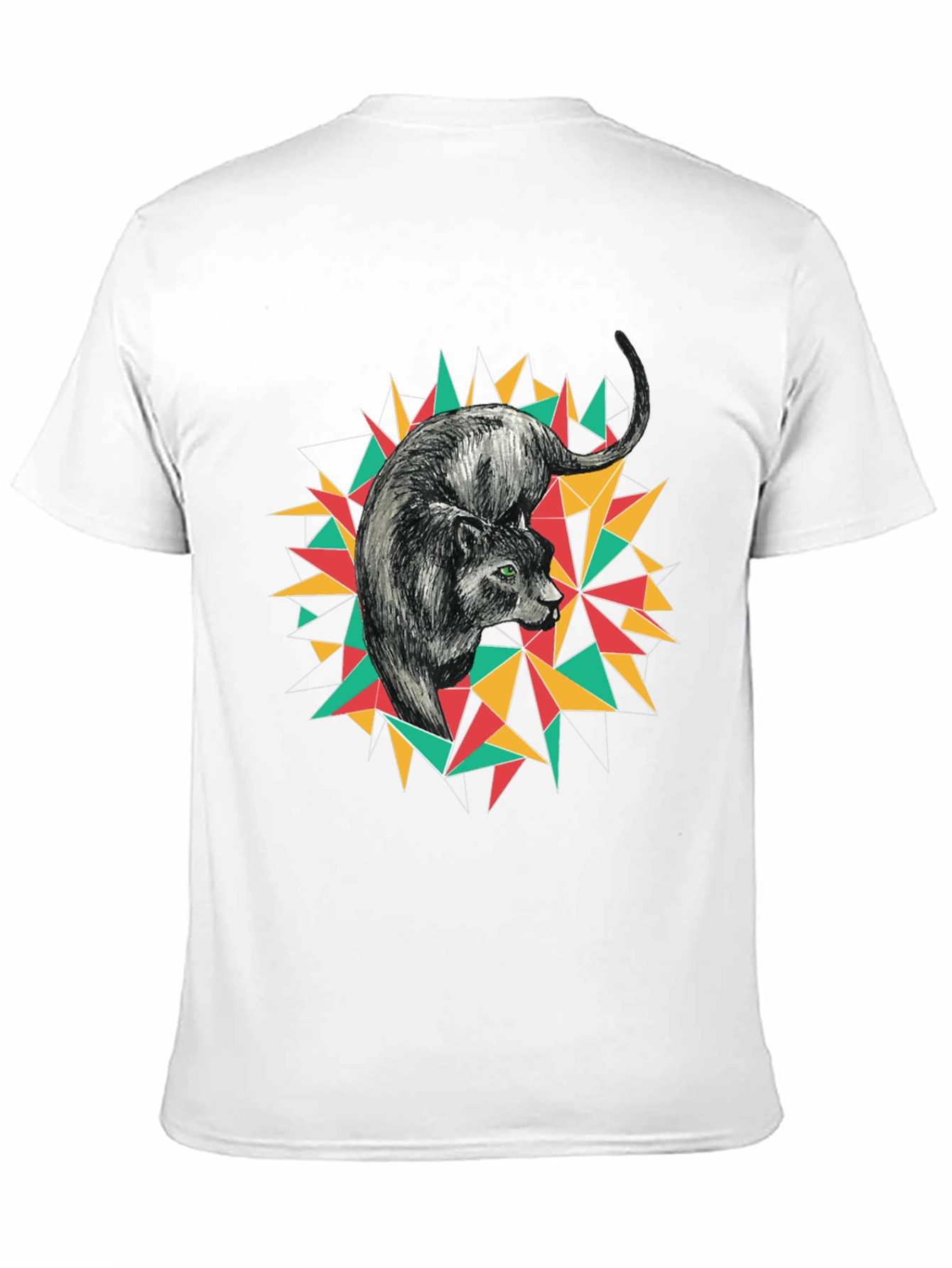 Geometric Panther Graphic Tee - Black