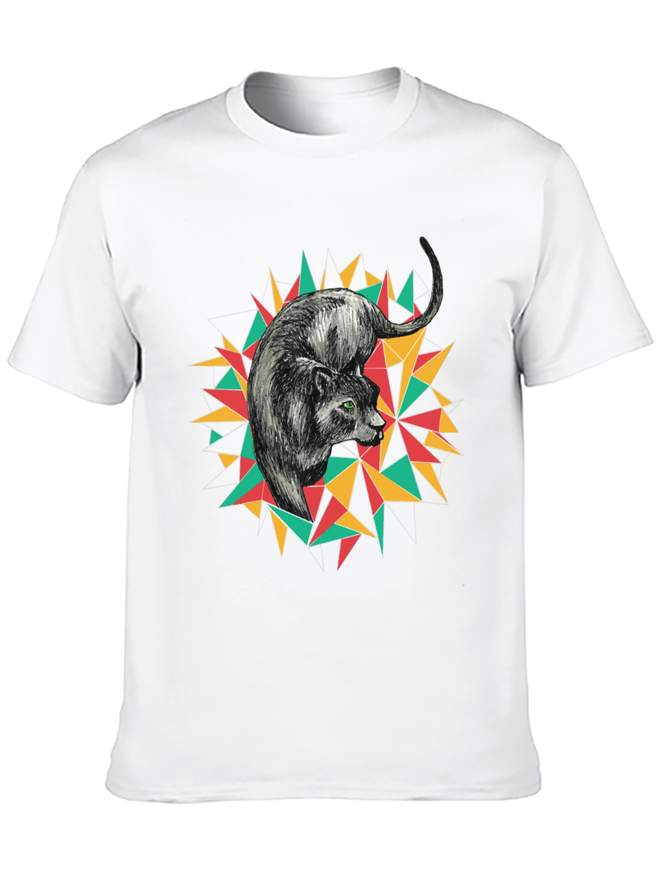 Geometric Panther Graphic Tee - Black