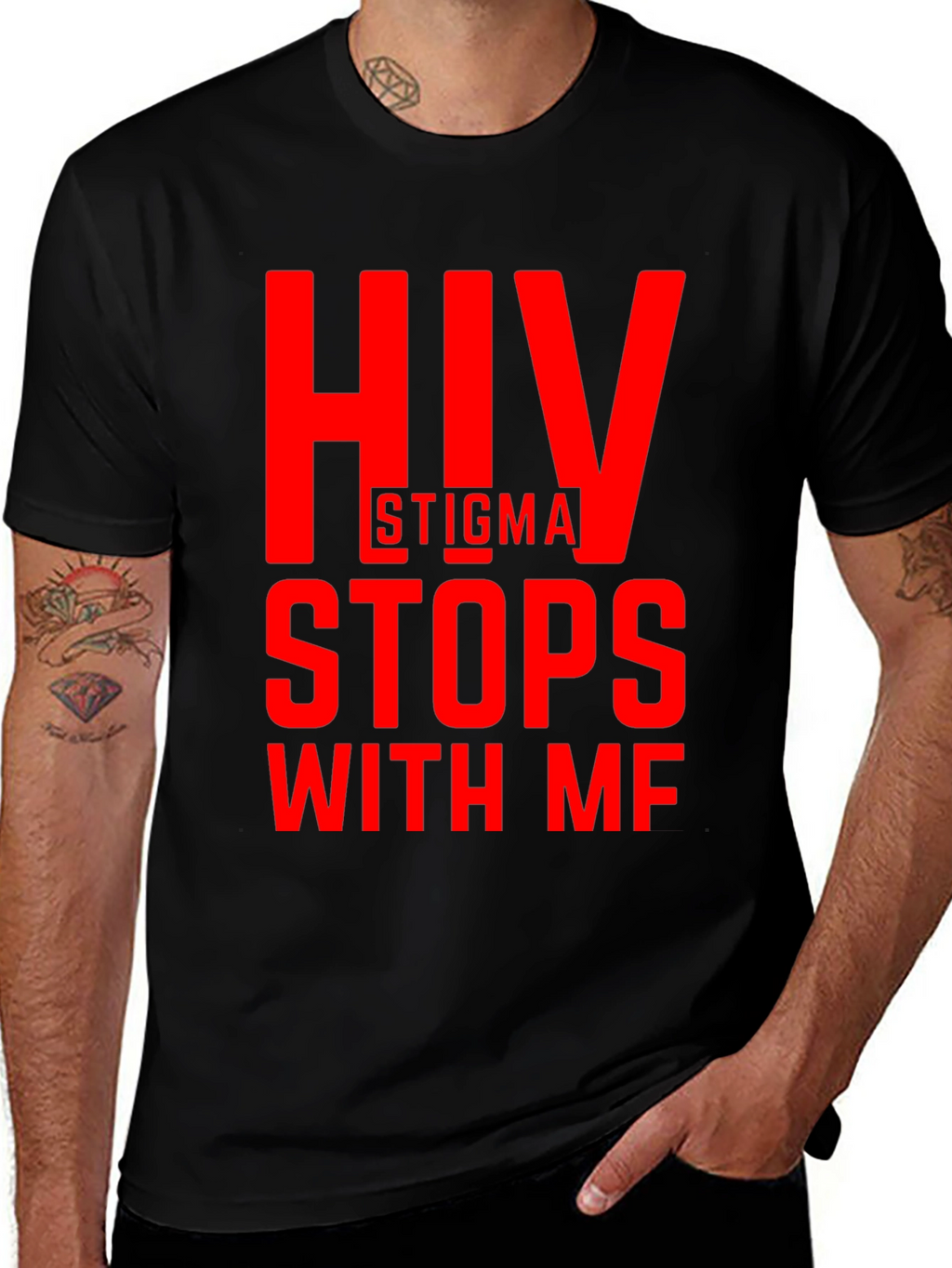 HIV Stigma Stops With Me Black Tee