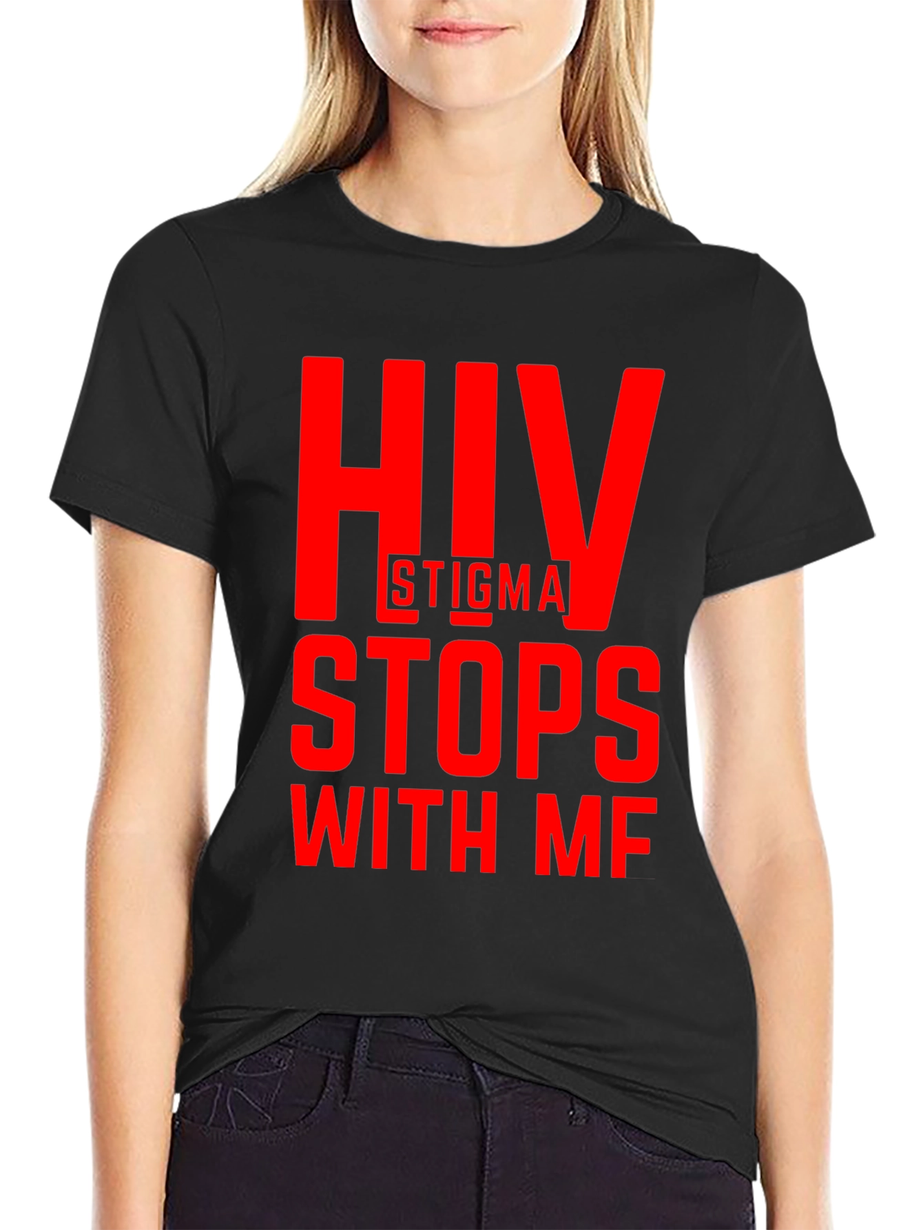 HIV Stigma Stops With Me Black Tee