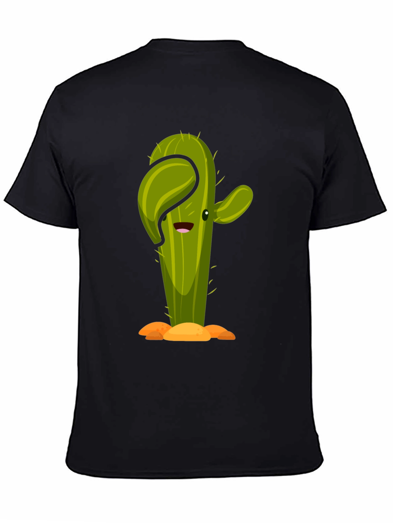 Cactus Cartoon Graphic Black Tee