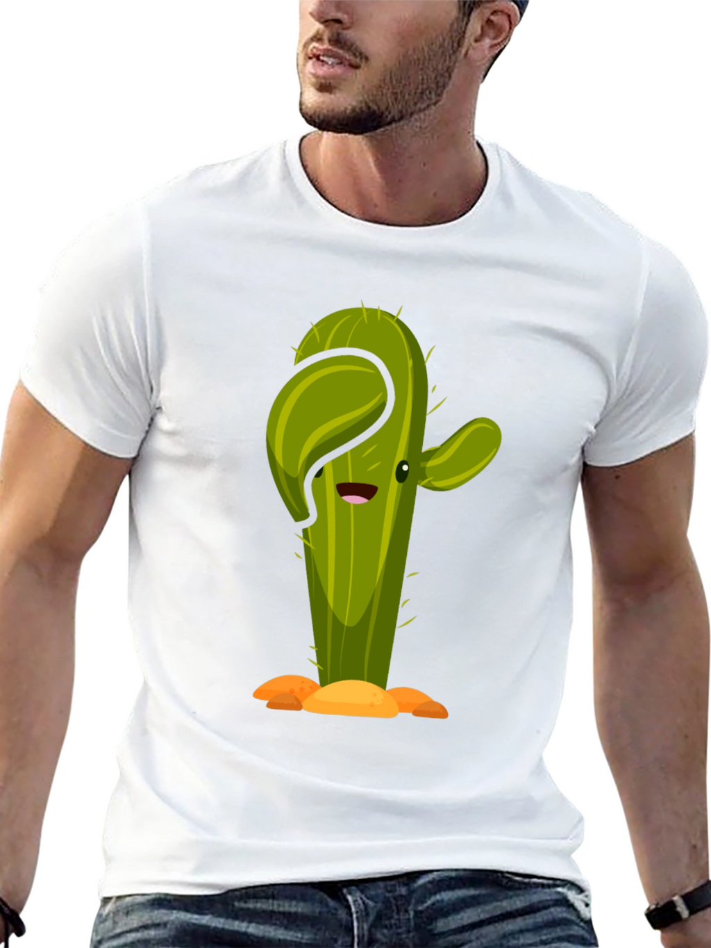 Cactus Cartoon Graphic Black Tee