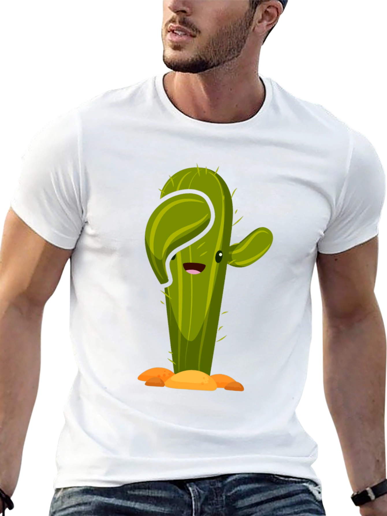 Cactus Cartoon Graphic Black Tee