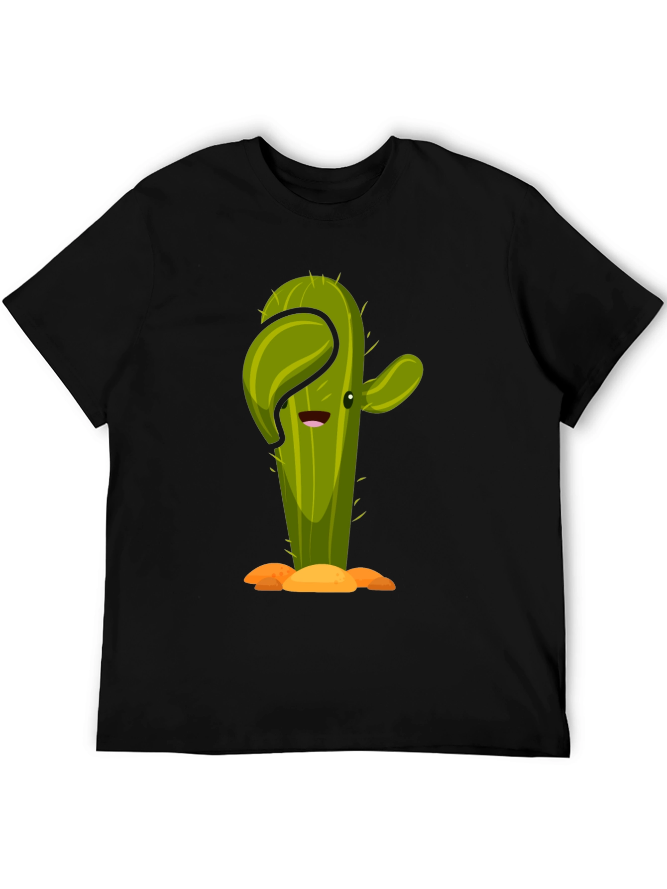 Cactus Cartoon Graphic Black Tee