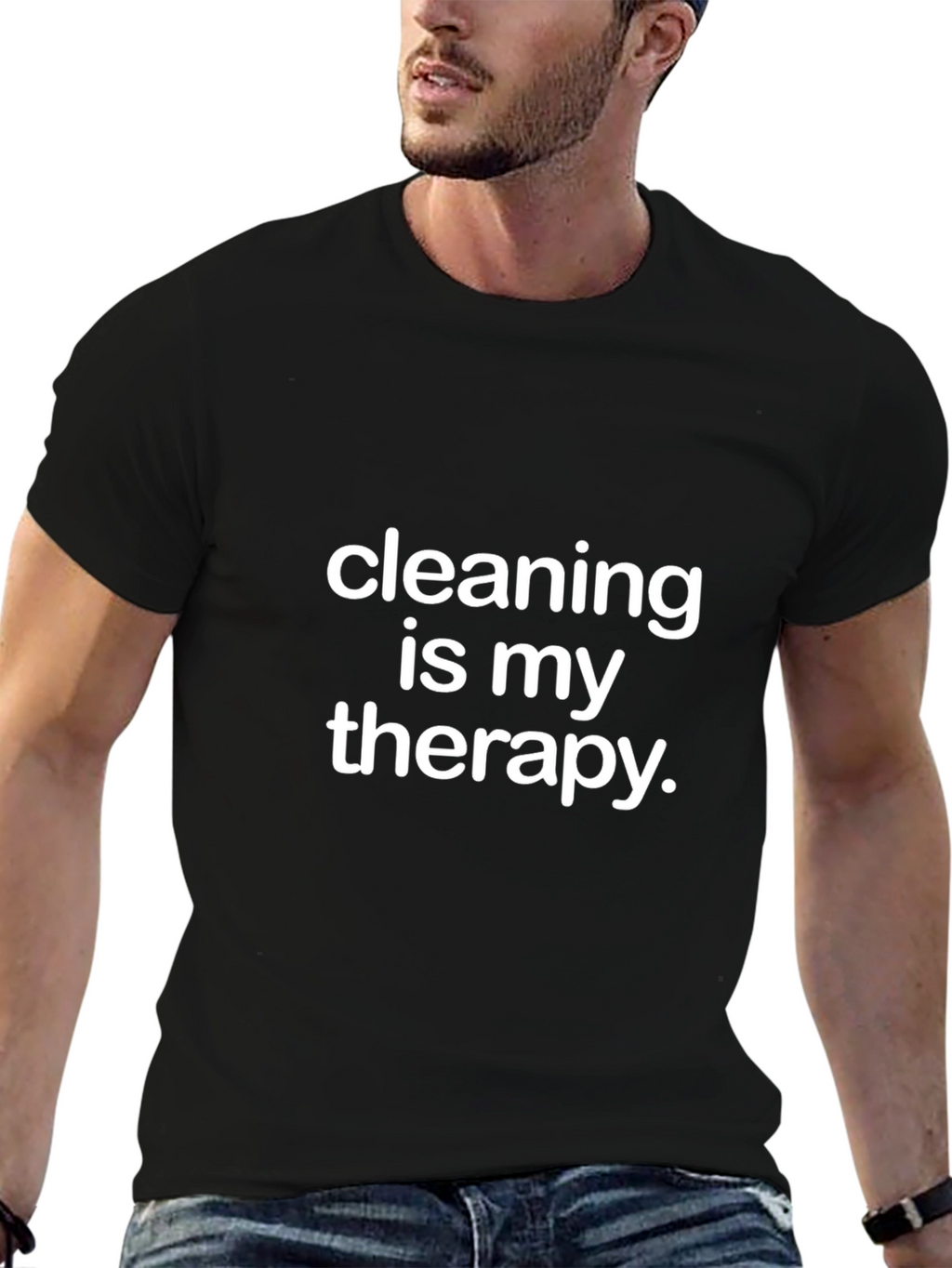 Cleaning is My Therapy T-Shirt - Black Tee