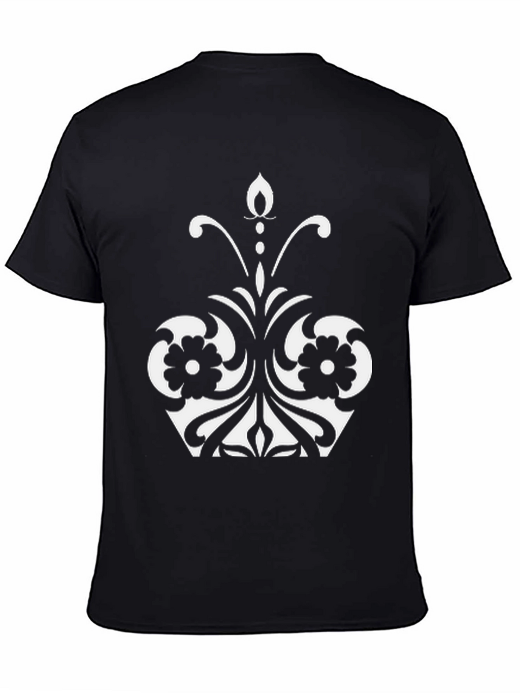 Elegant Floral Design Black T-Shirt