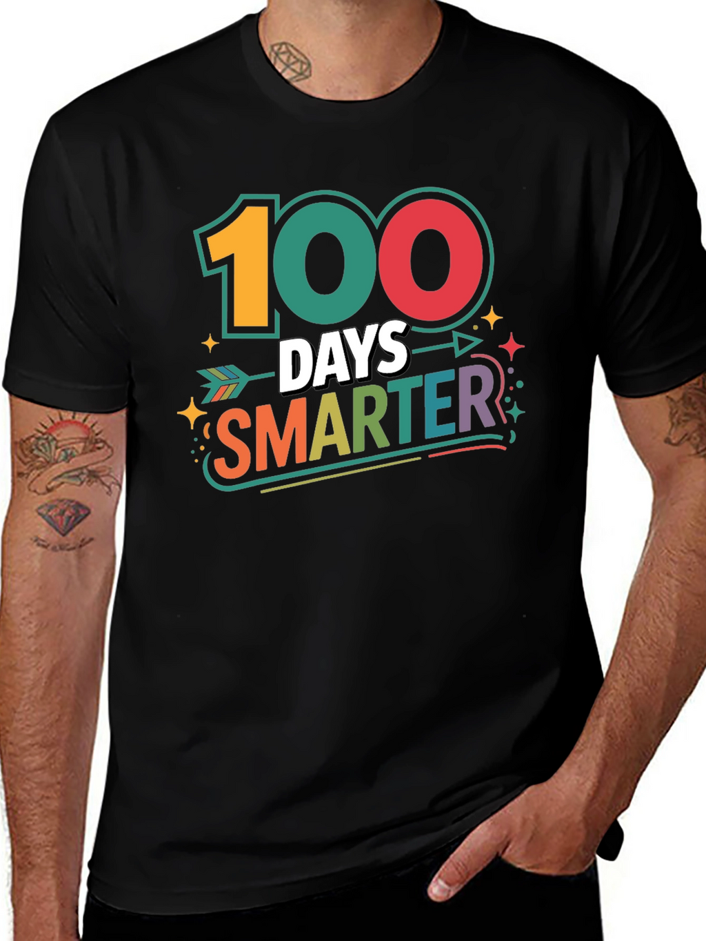 100 Days Smarter Black T-Shirt