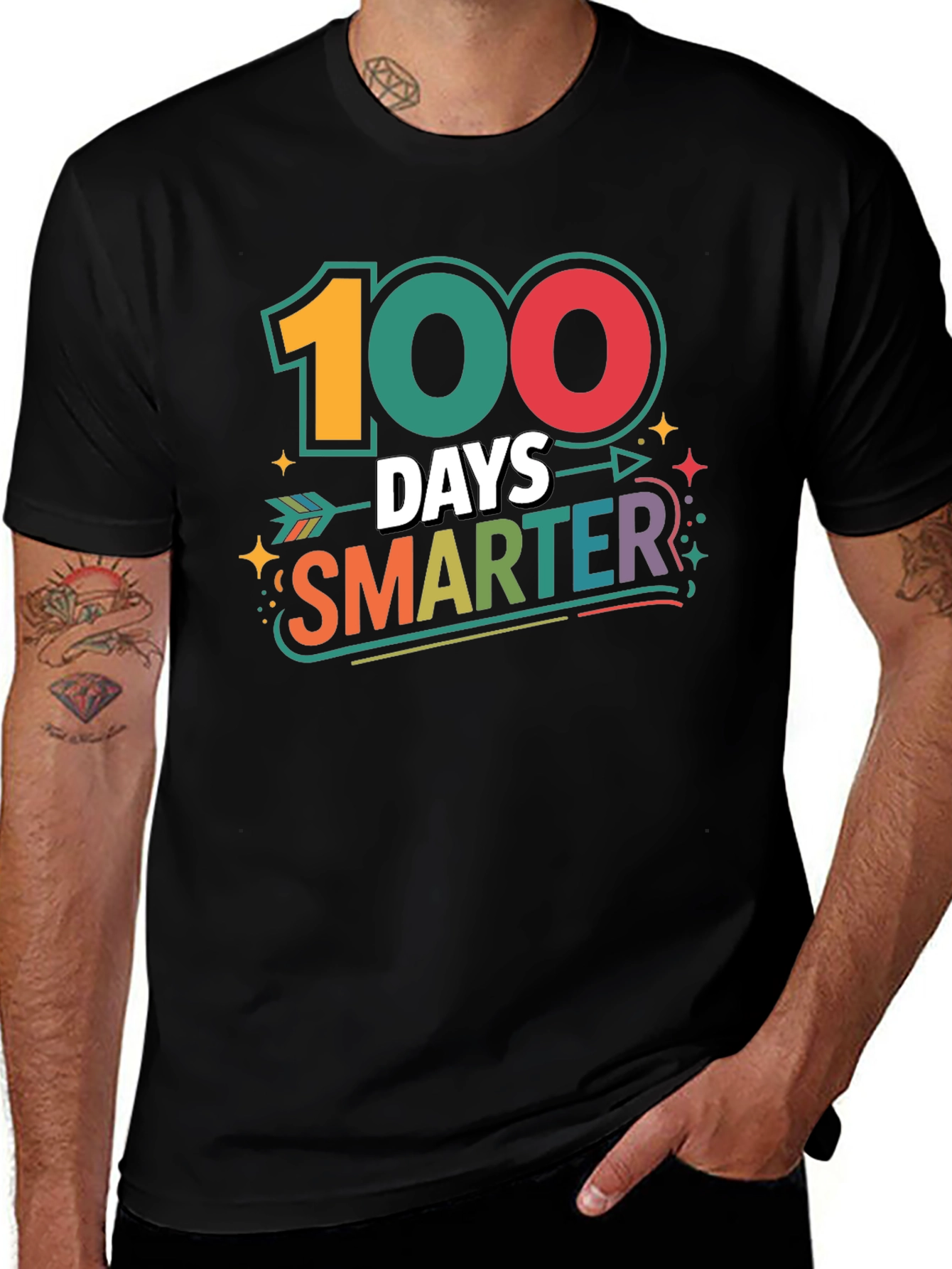 100 Days Smarter Black T-Shirt