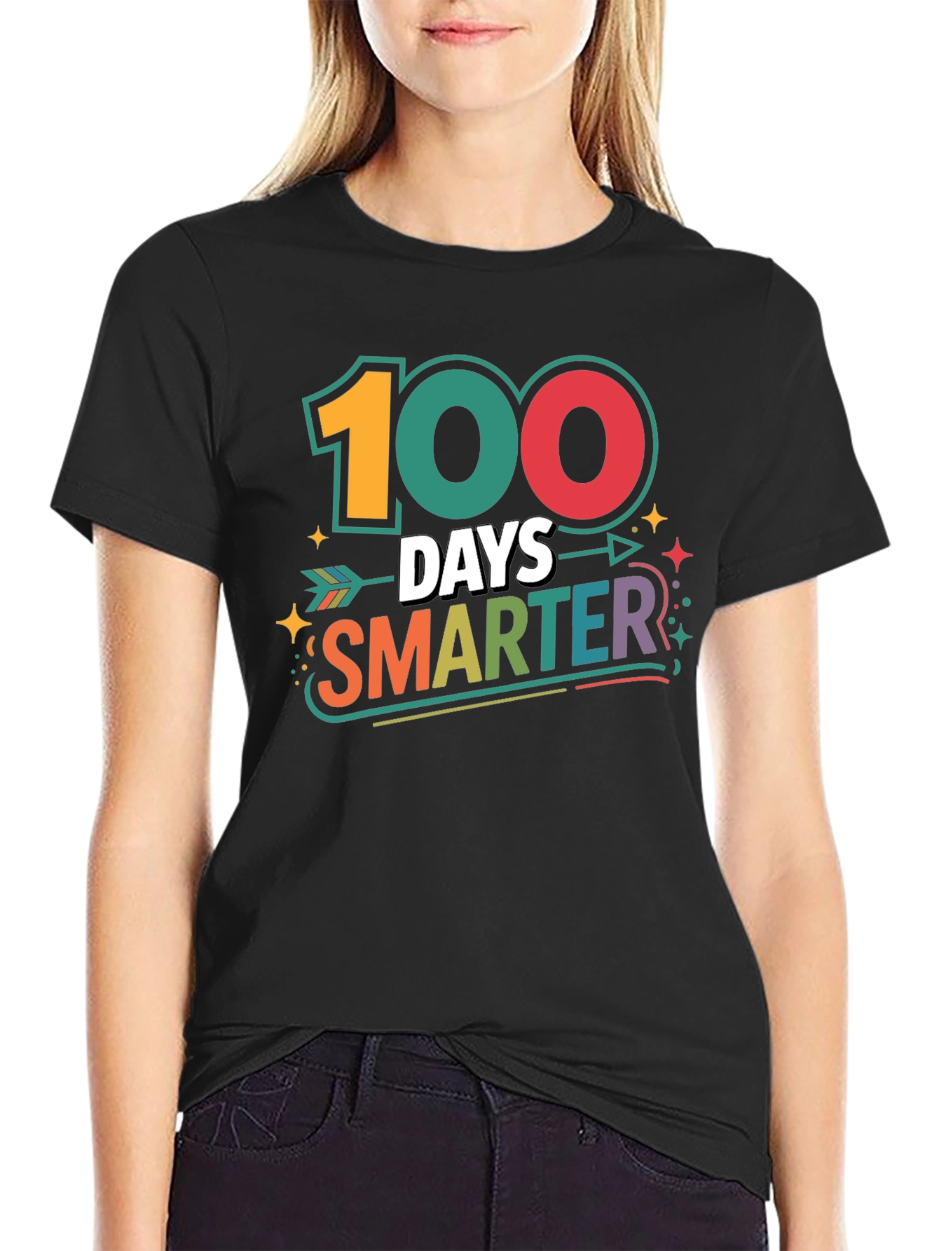 100 Days Smarter Black T-Shirt
